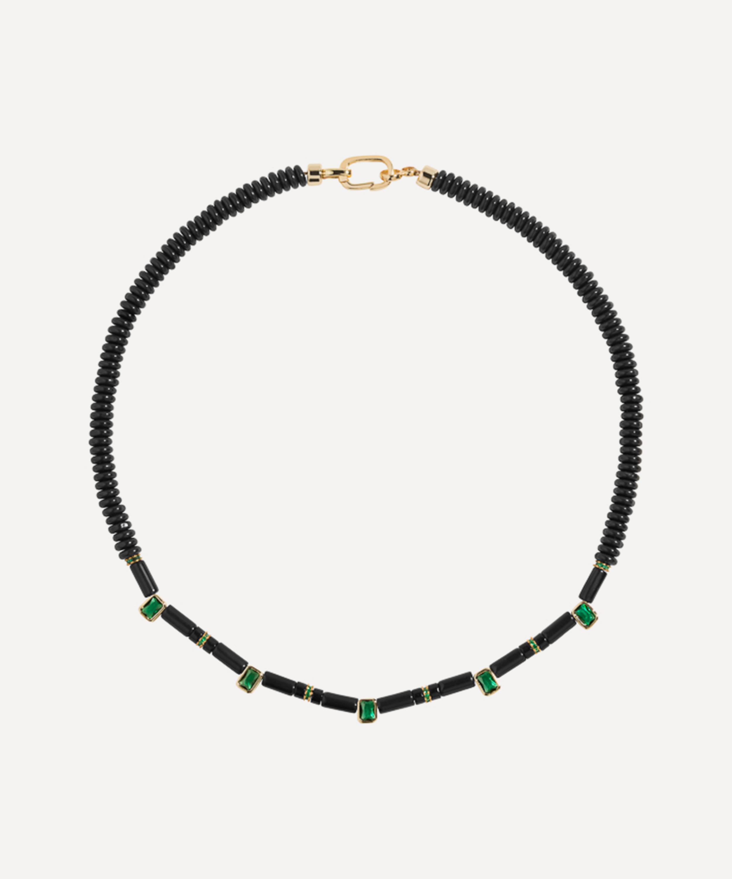 Martha Calvo - 14ct Gold-Plated Noir Bead Necklace