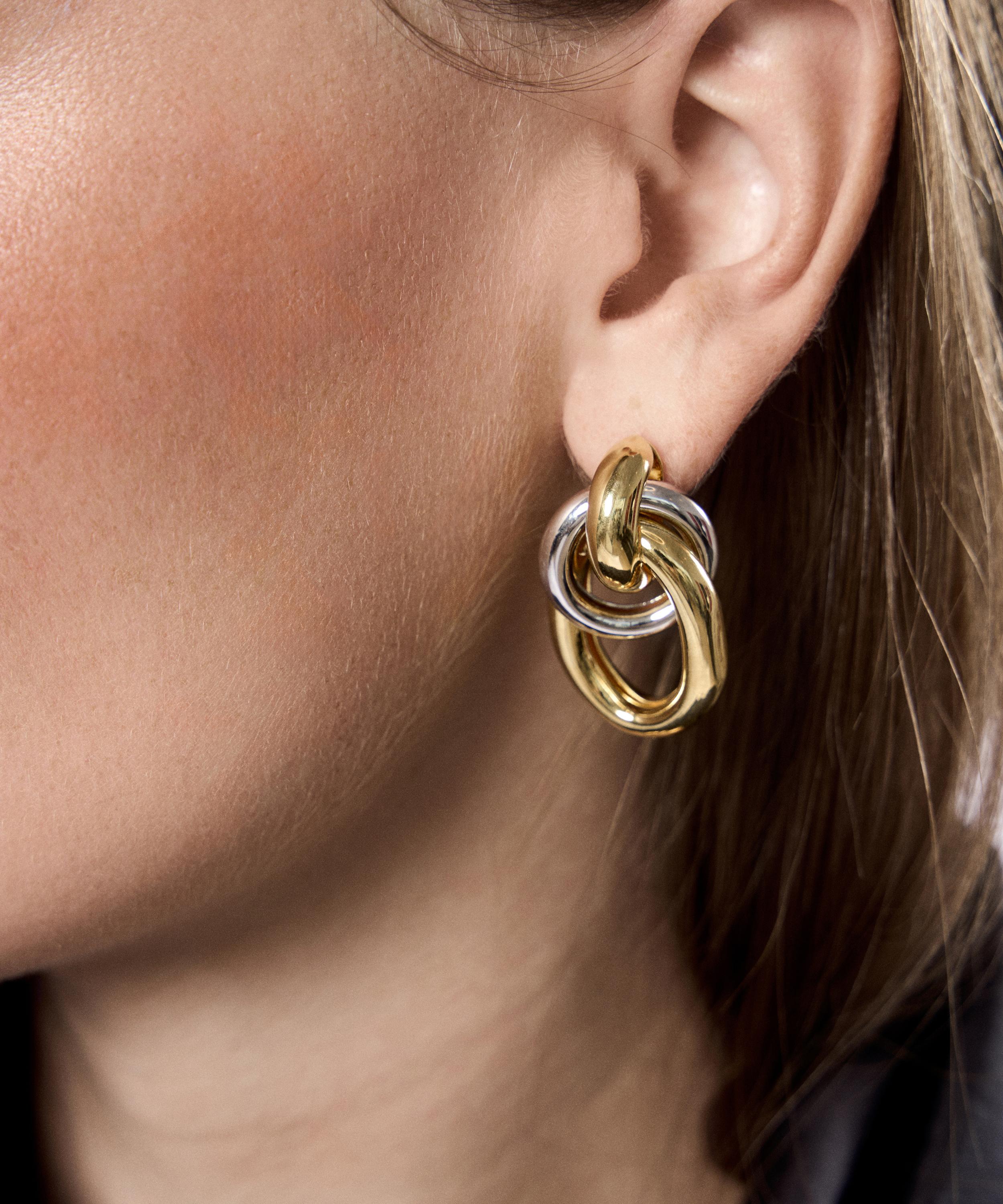 Martha Calvo - 14ct Gold-Plated Two-Tone Ami Drop Earrings image number 1