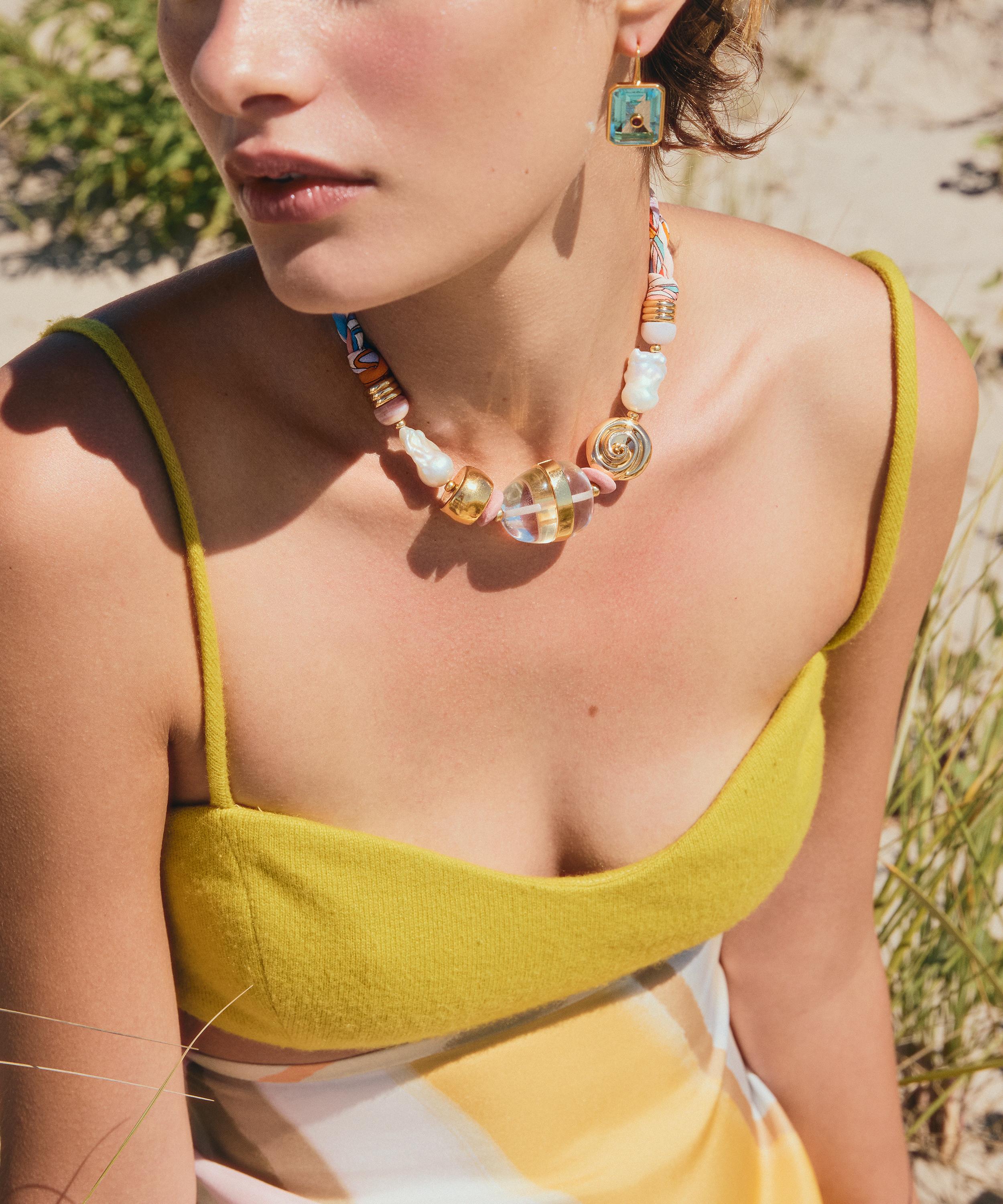 Lizzie Fortunato - Gold-Plated Majorca Beach Bead Necklace image number 1