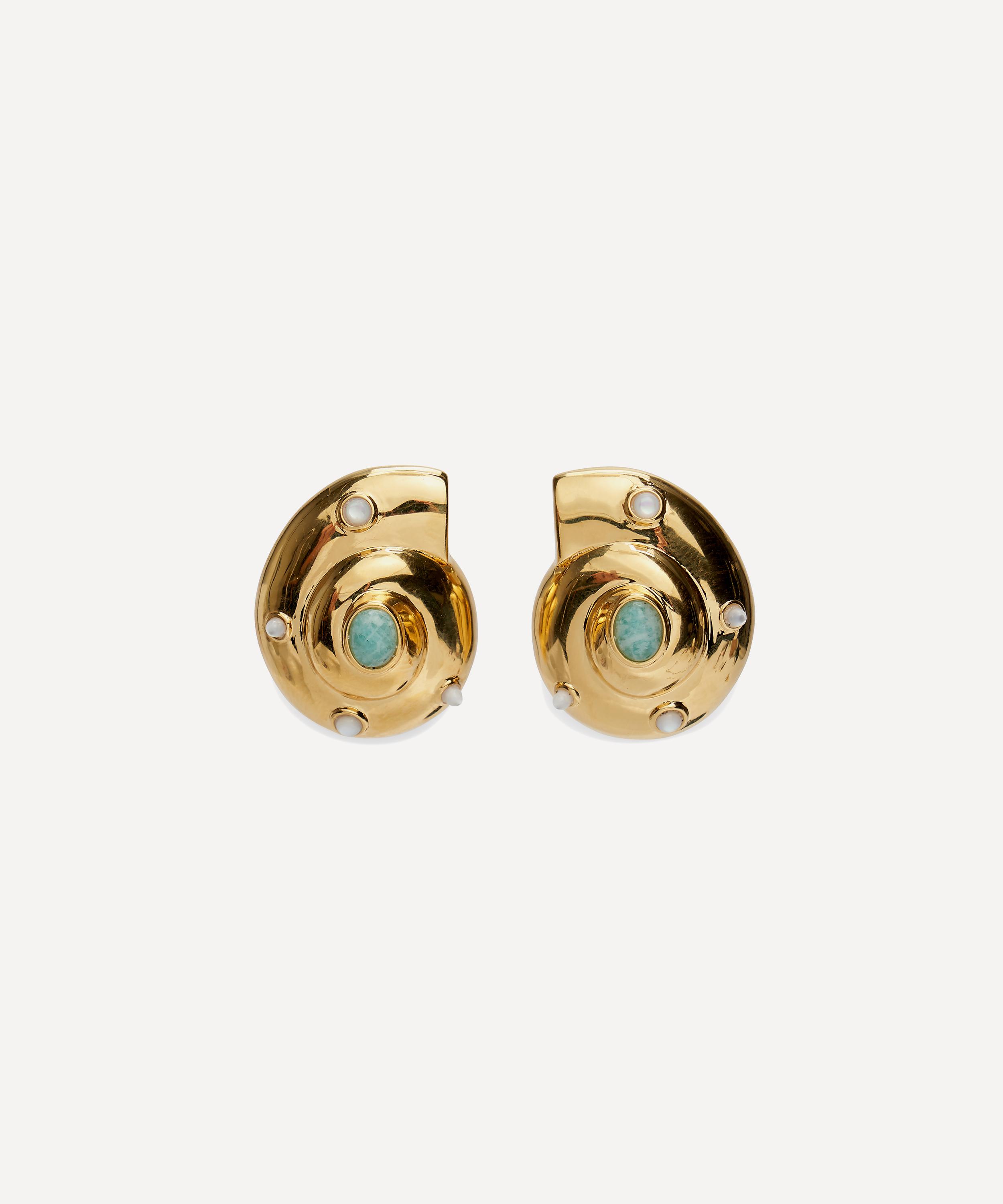 Lizzie Fortunato - 24ct Gold-Plated Nautilus Stud Earrings