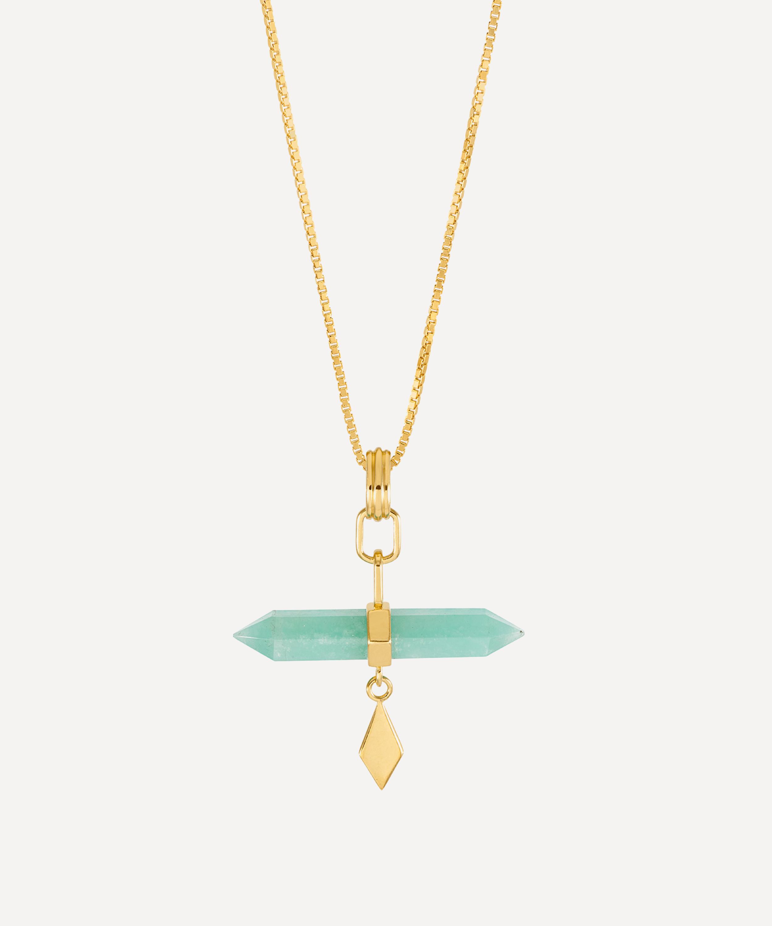 Rachel Jackson - 18ct Gold-Plated Tranquillity Aquamarine T-Bar Necklace