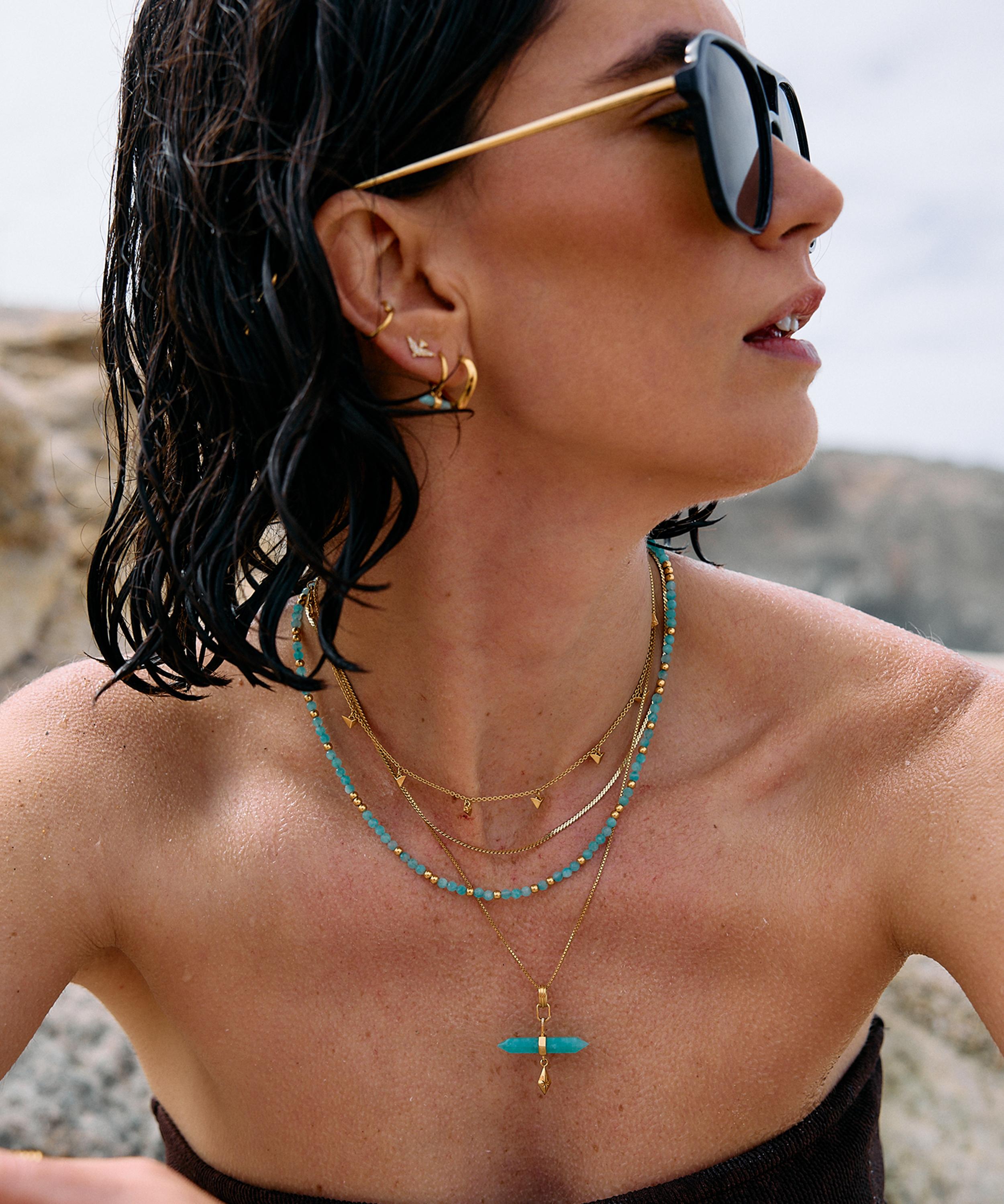 Rachel Jackson - 18ct Gold-Plated Tranquillity Aquamarine T-Bar Necklace image number 1