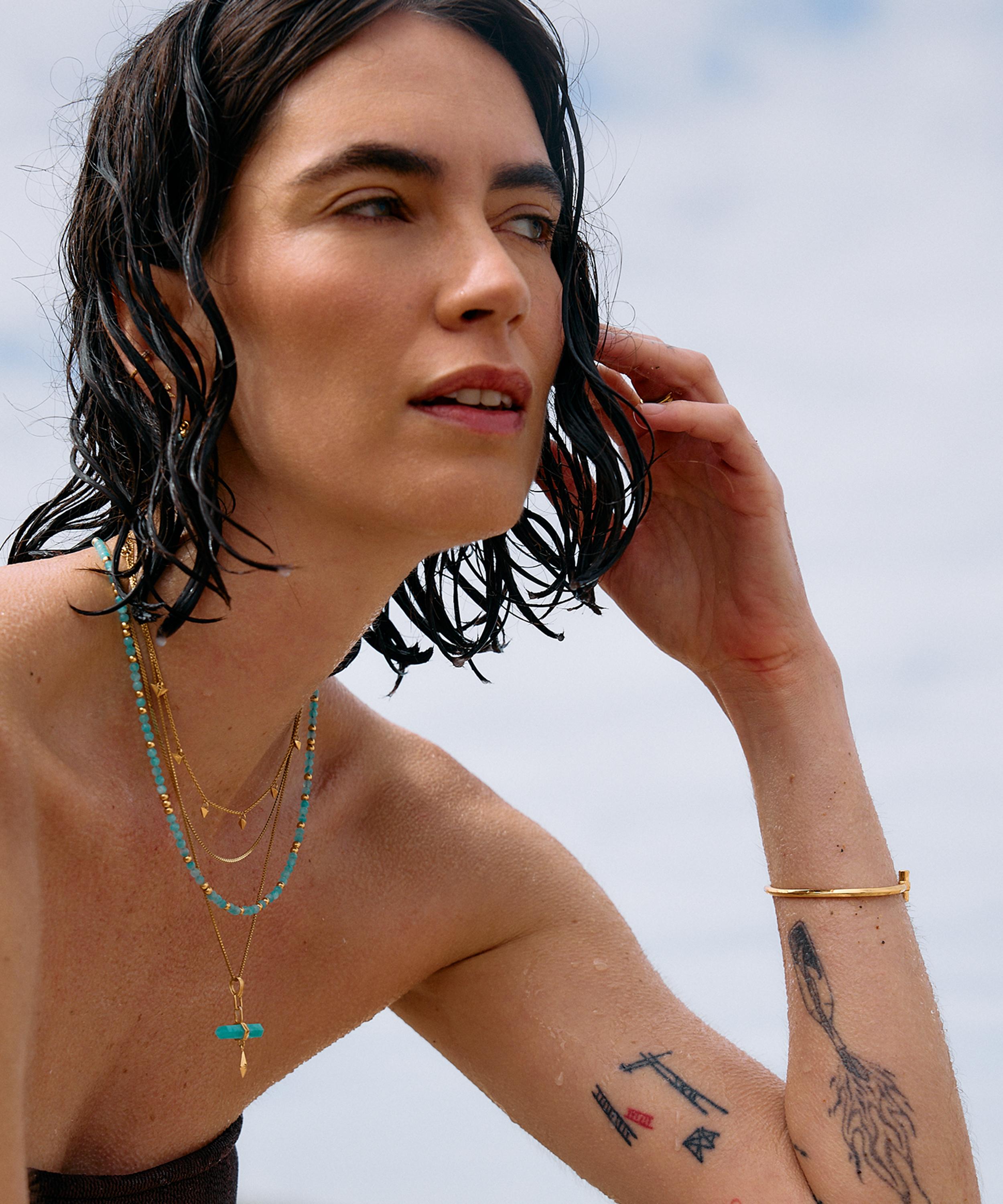 Rachel Jackson - 18ct Gold-Plated Tranquillity Aquamarine T-Bar Necklace image number 2