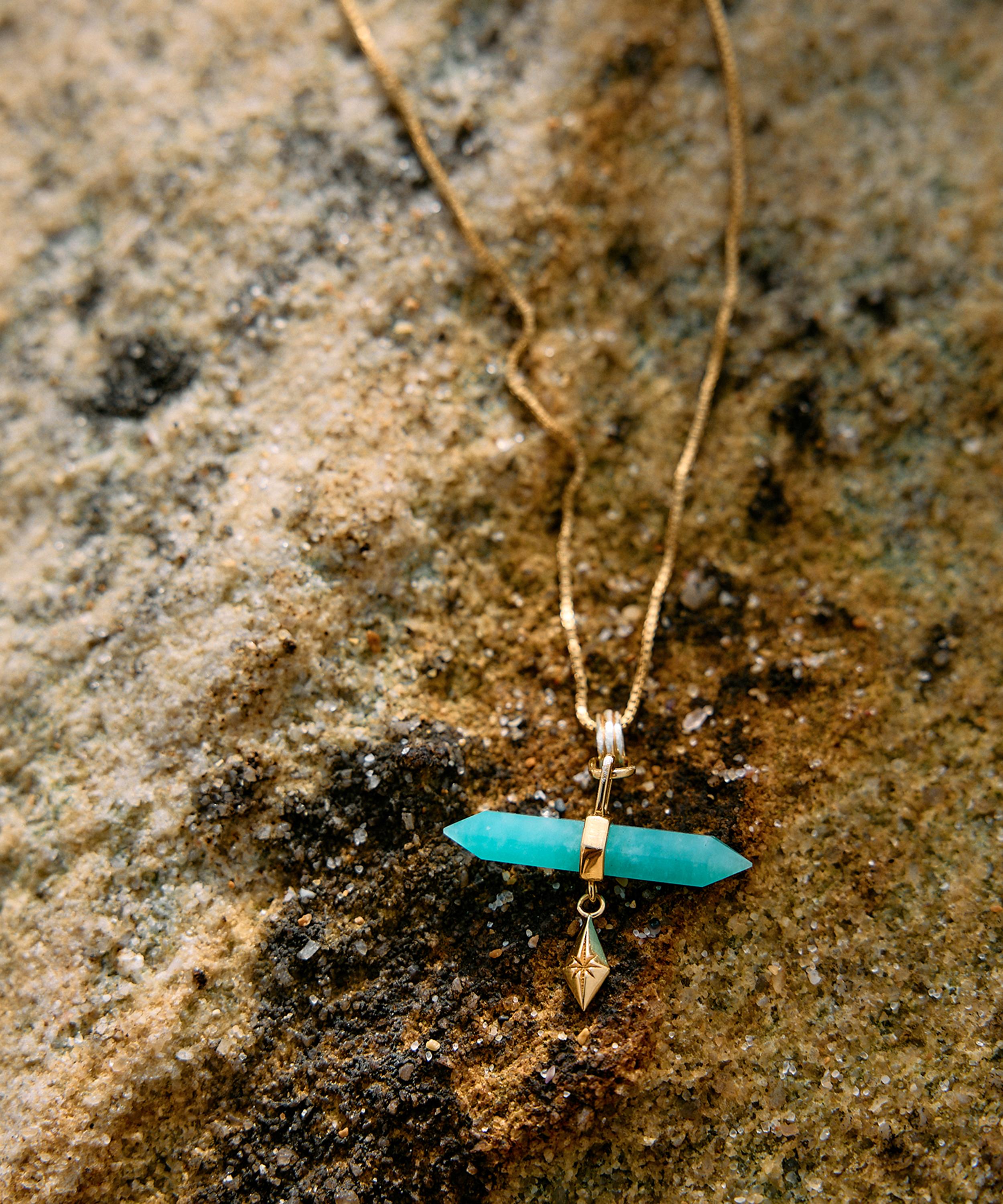 Rachel Jackson - 18ct Gold-Plated Tranquillity Aquamarine T-Bar Necklace image number 3