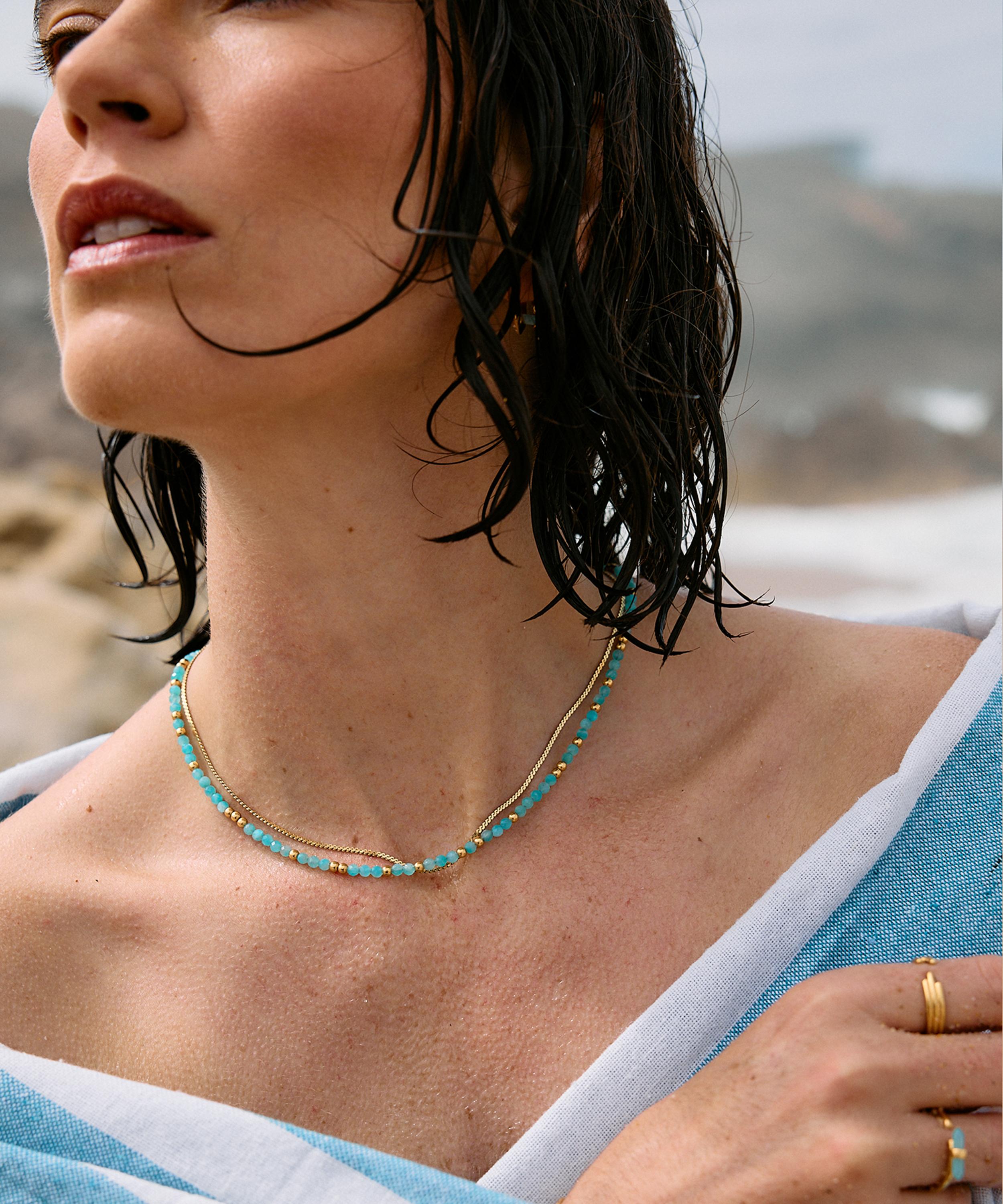 Rachel Jackson - 18ct Gold-Plated Tranquillity Aquamarine Beaded Necklace image number 4