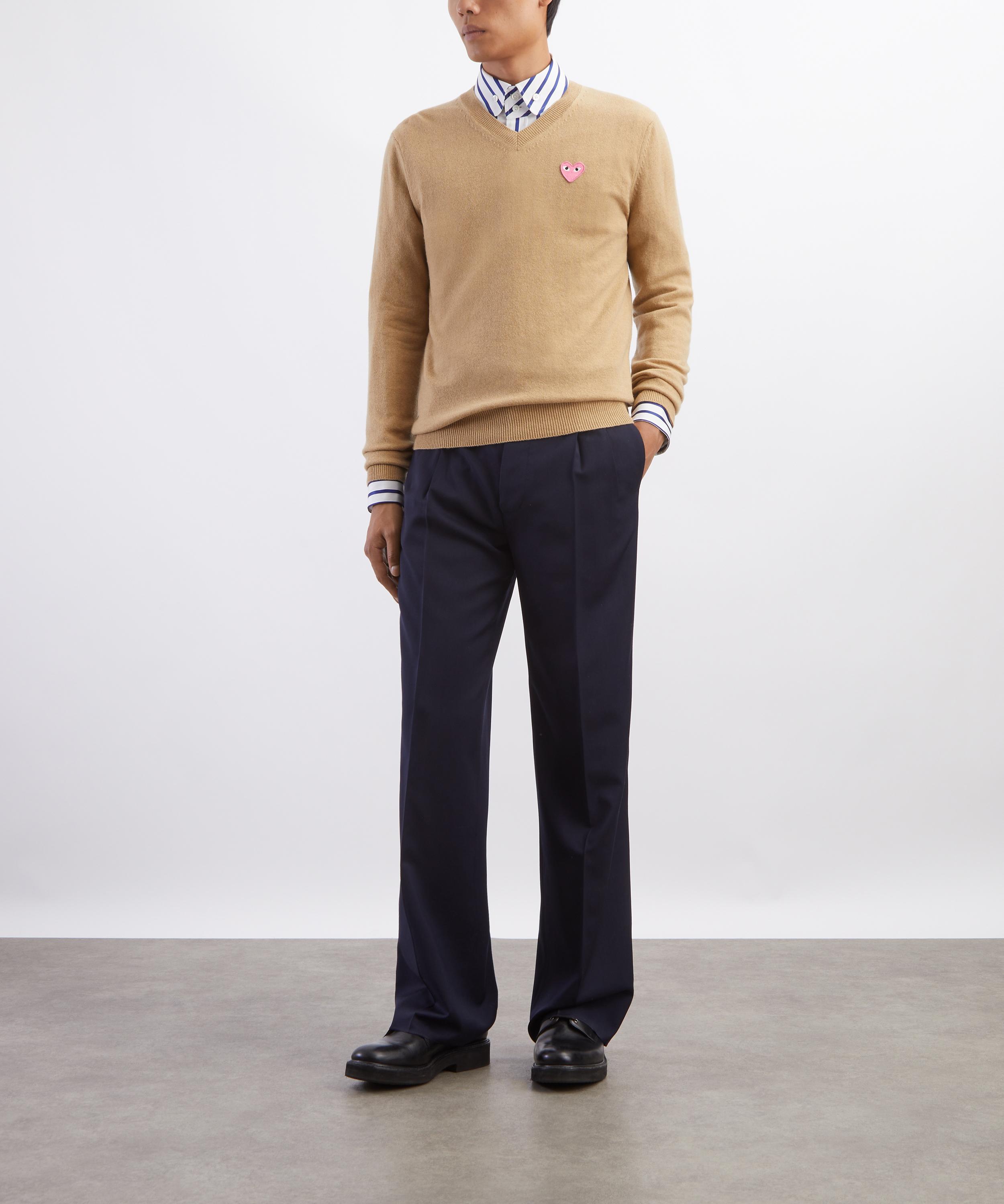 Comme des Gar&ccedil;ons Play - Small Pink Heart V-Neck Jumper image number 1