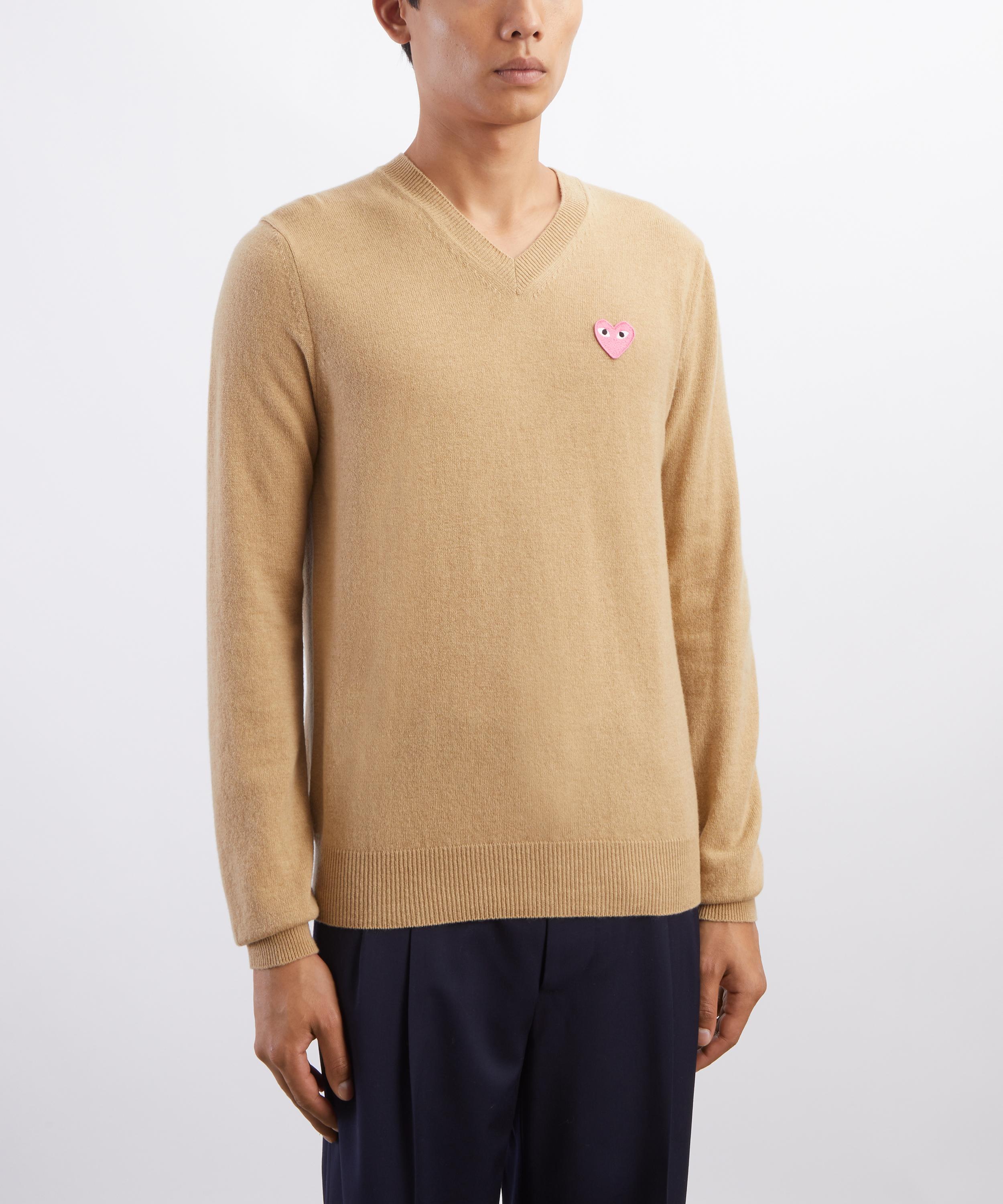 Comme des Gar&ccedil;ons Play - Small Pink Heart V-Neck Jumper image number 2