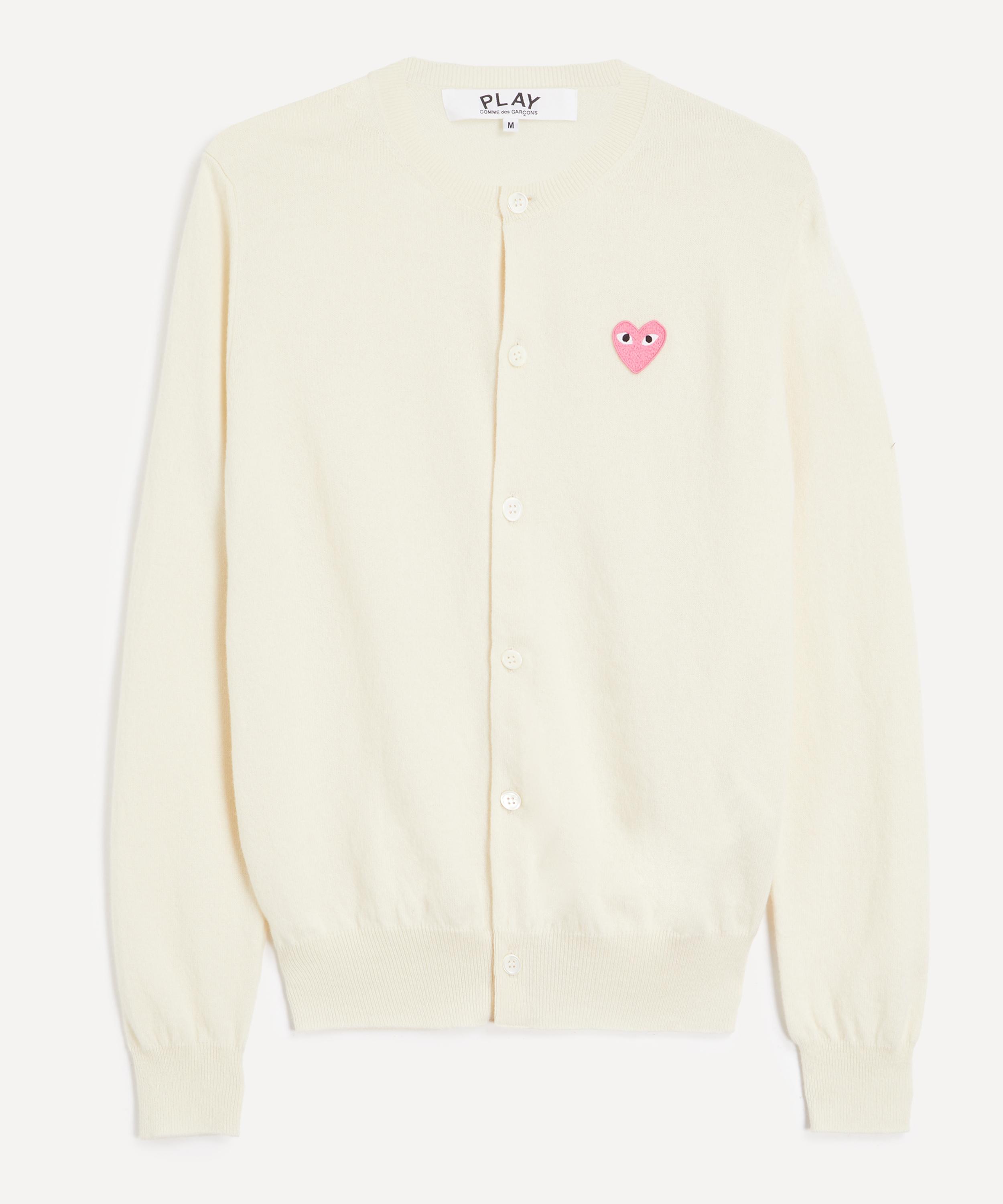 Comme des Gar&ccedil;ons Play - Small Pink Heart Round Neck Cardigan image number 0