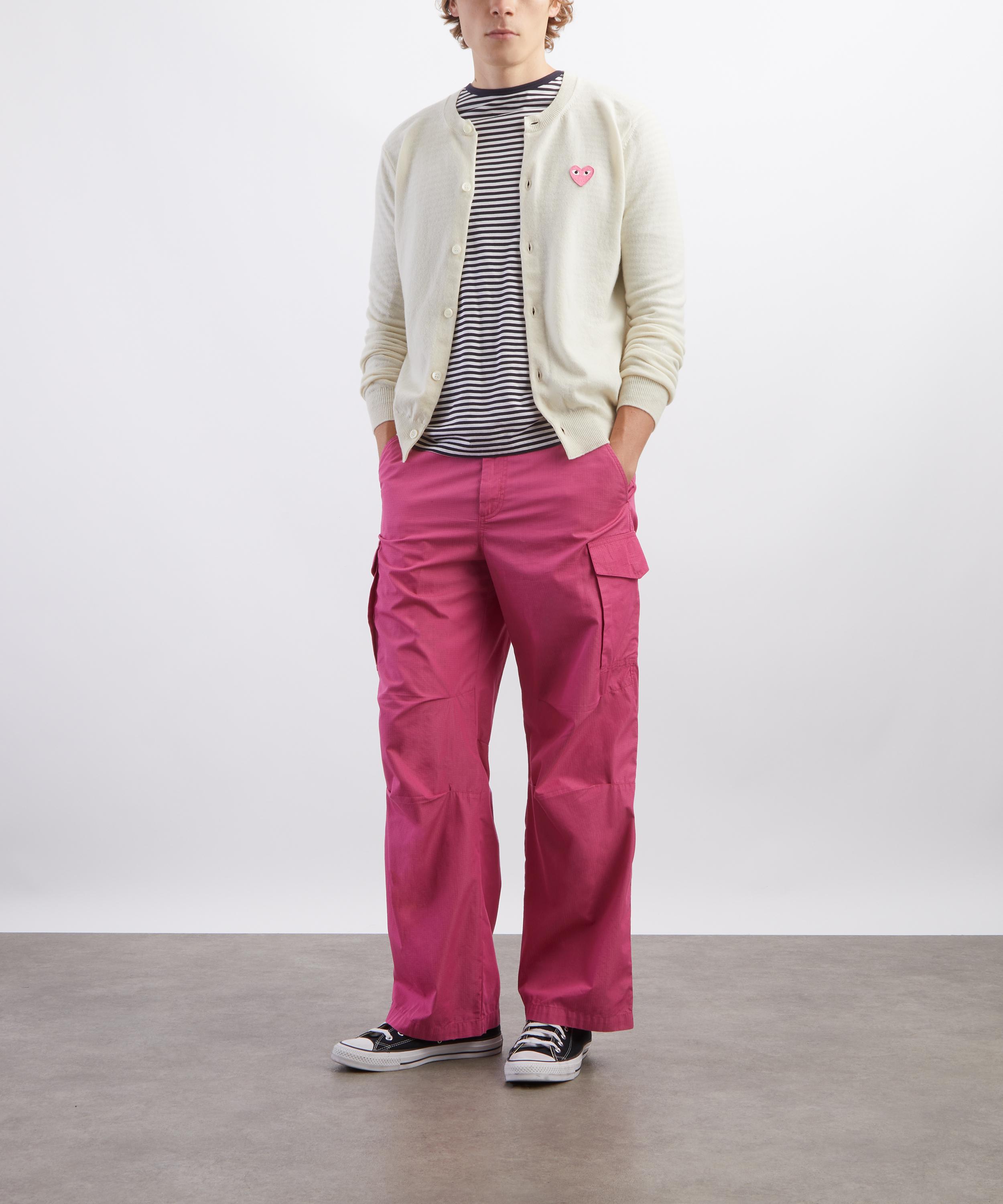 Comme des Gar&ccedil;ons Play - Small Pink Heart Round Neck Cardigan image number 1
