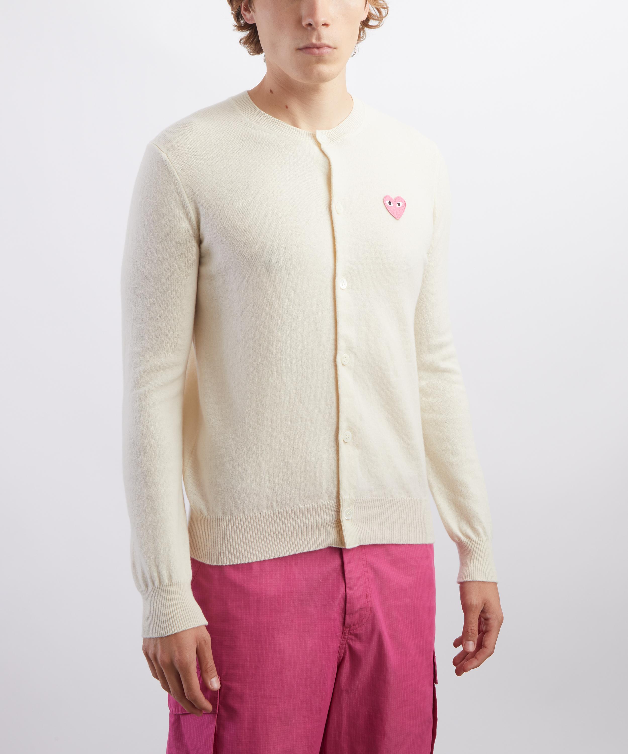 Comme des Gar&ccedil;ons Play - Small Pink Heart Round Neck Cardigan image number 2