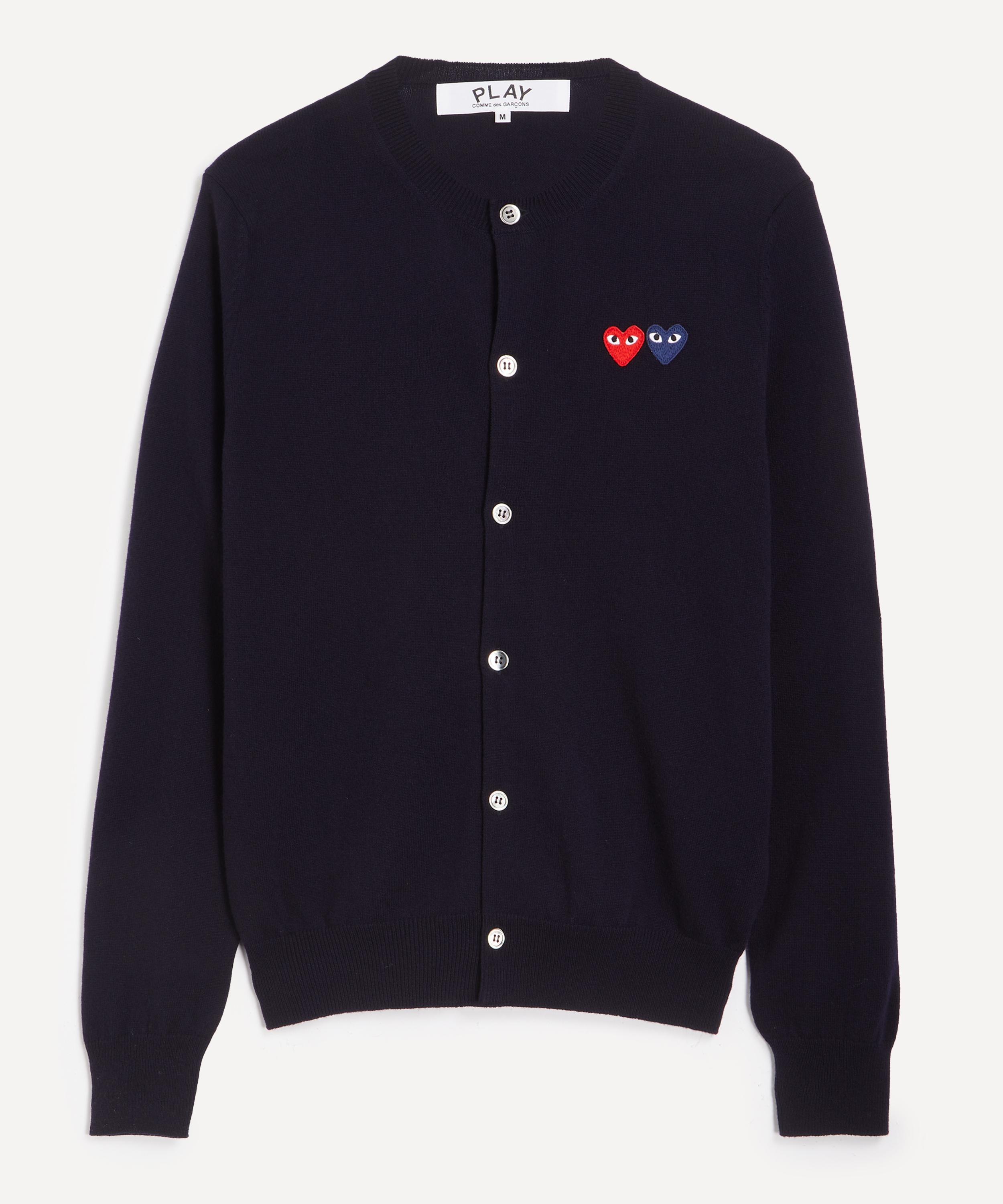 Comme Des Gar&ccedil;ons - Navy Round-Neck Double Emblem Wool Cardigan image number 0