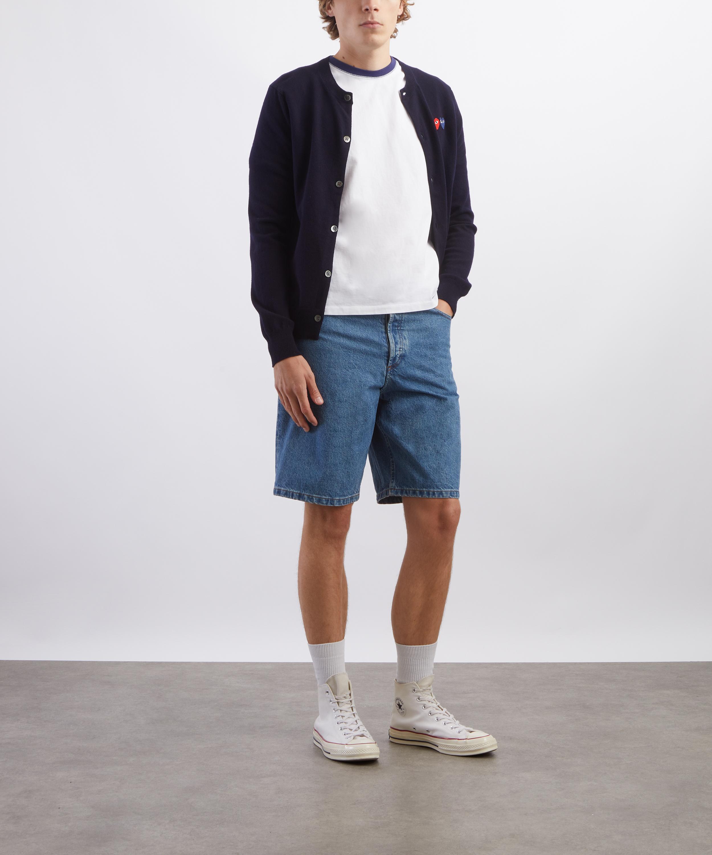 Comme Des Gar&ccedil;ons - Navy Round-Neck Double Emblem Wool Cardigan image number 1