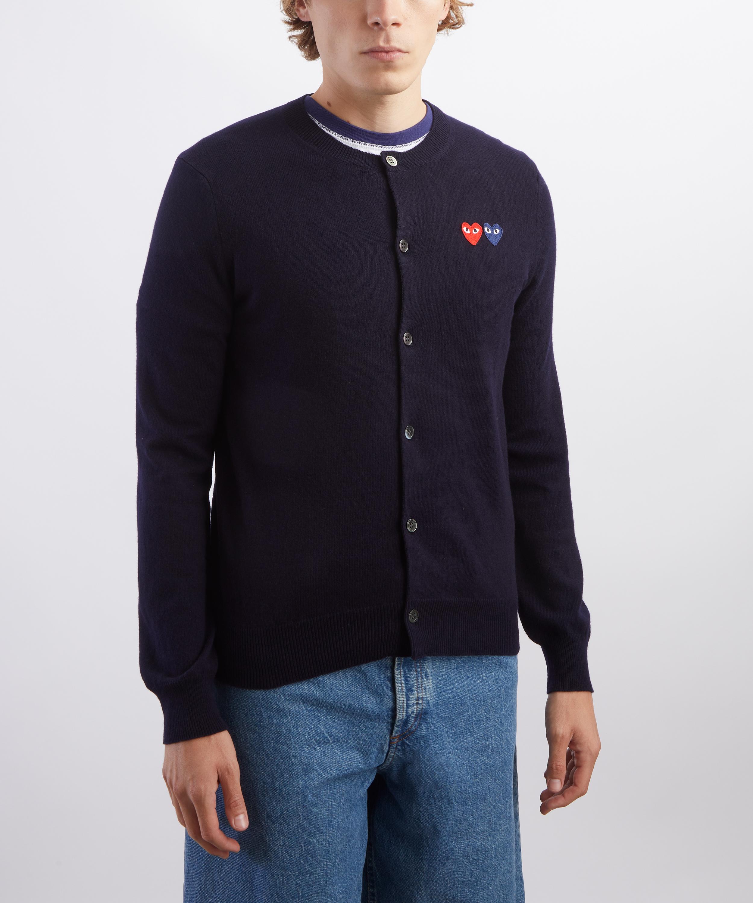 Comme Des Gar&ccedil;ons - Navy Round-Neck Double Emblem Wool Cardigan image number 2