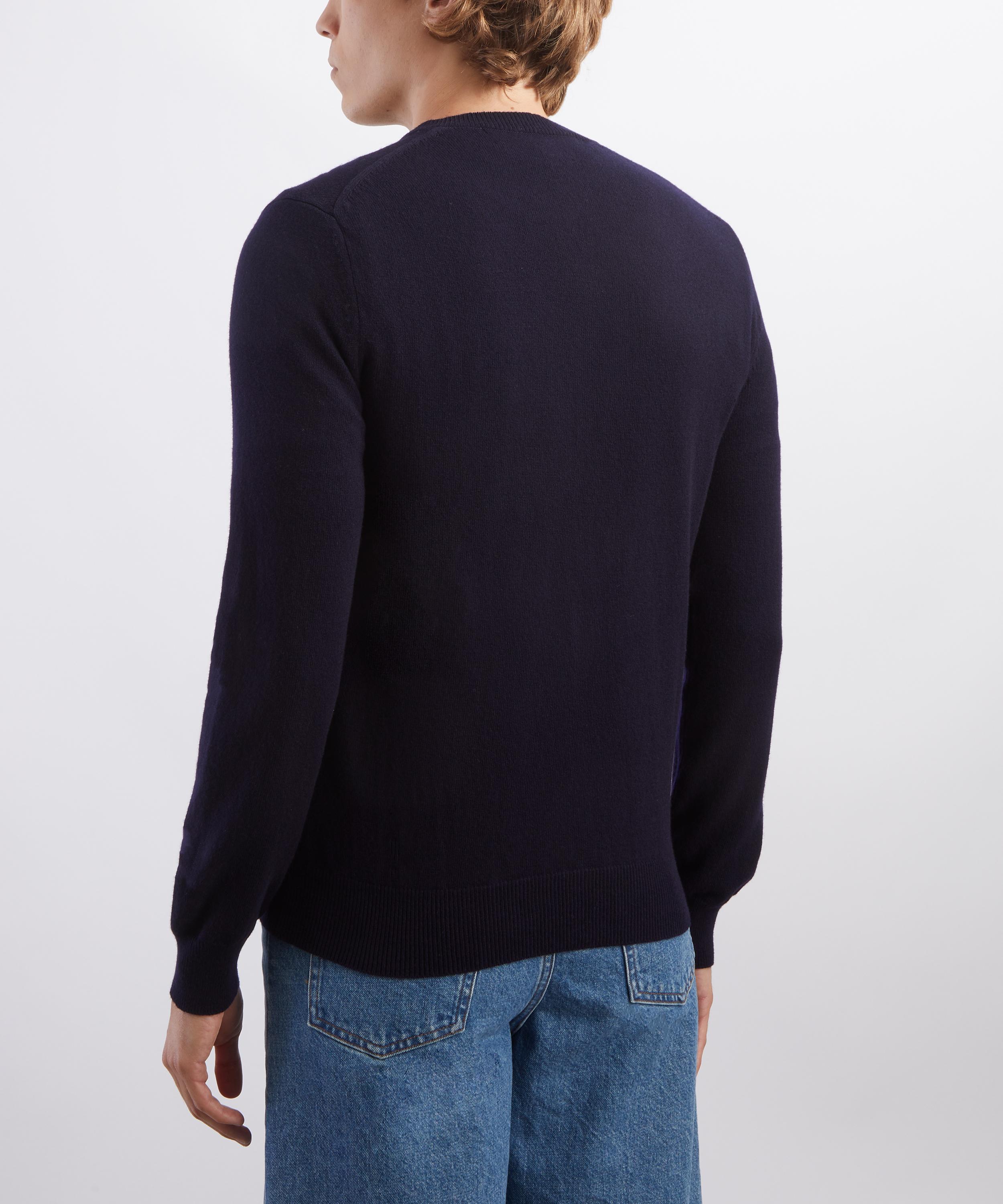 Comme Des Gar&ccedil;ons - Navy Round-Neck Double Emblem Wool Cardigan image number 3
