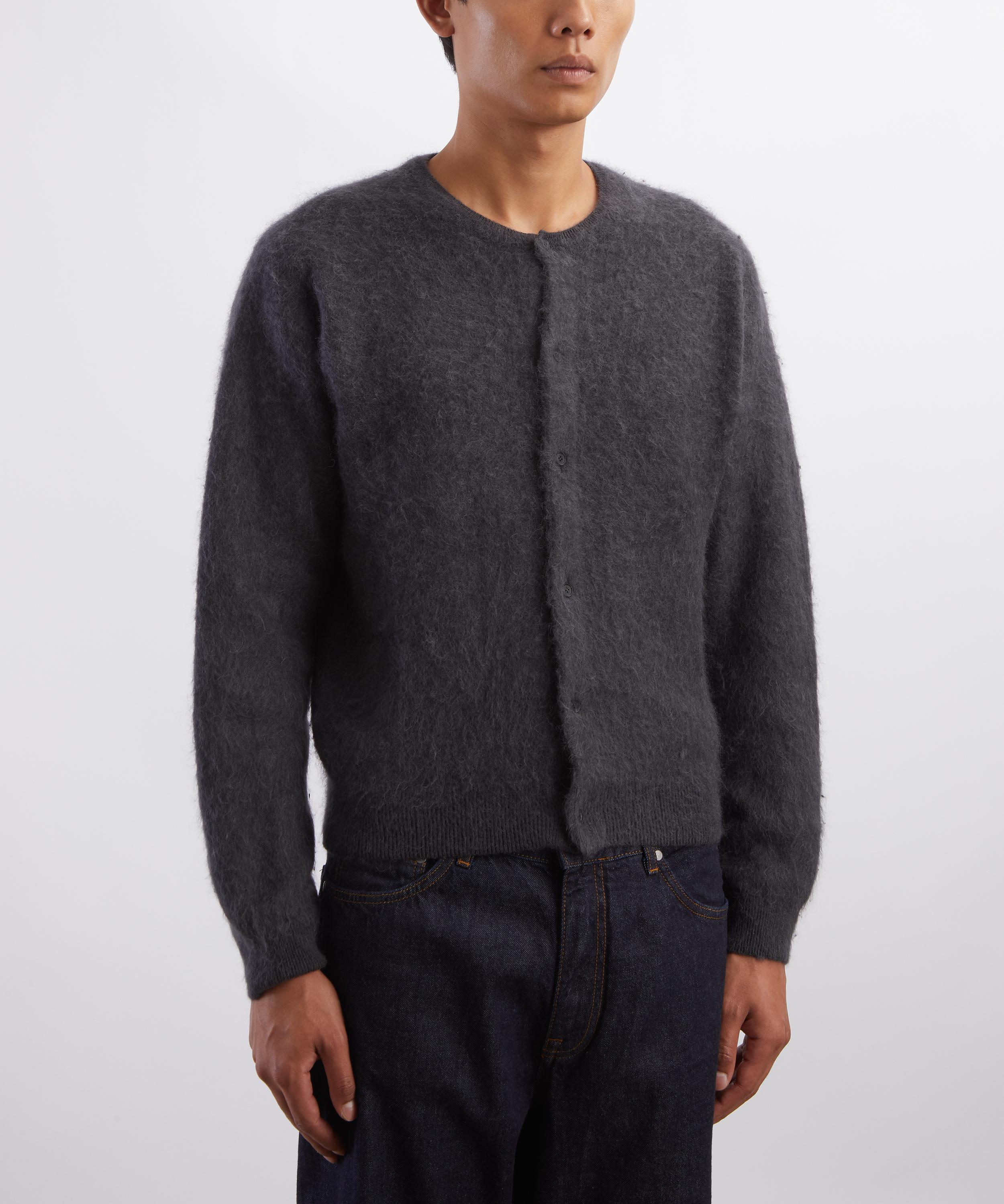 Auralee - Dark Grey Garment-Dyed Baby Alpaca Fur Knit Cardigan image number 2