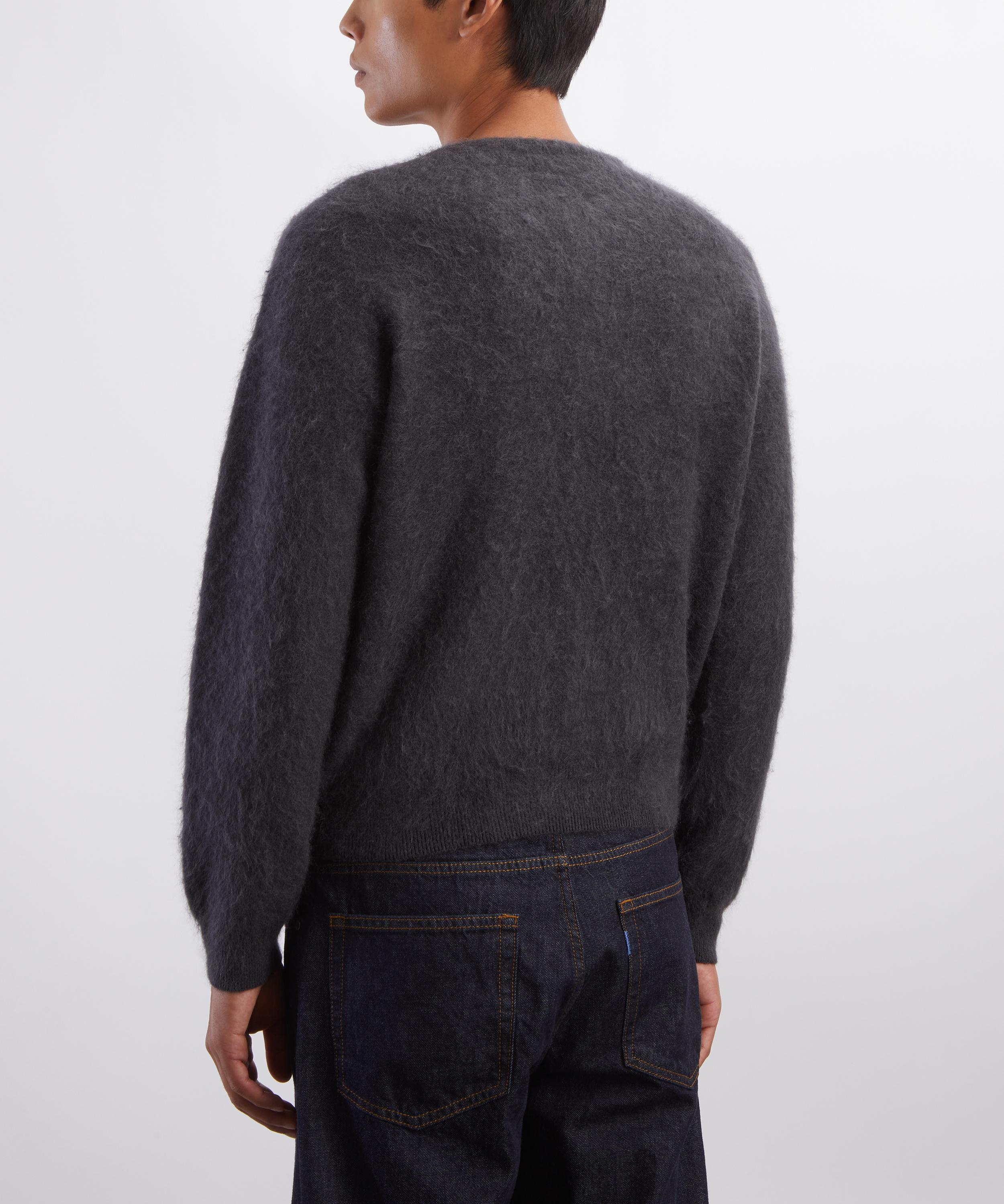 Auralee - Dark Grey Garment-Dyed Baby Alpaca Fur Knit Cardigan image number 3
