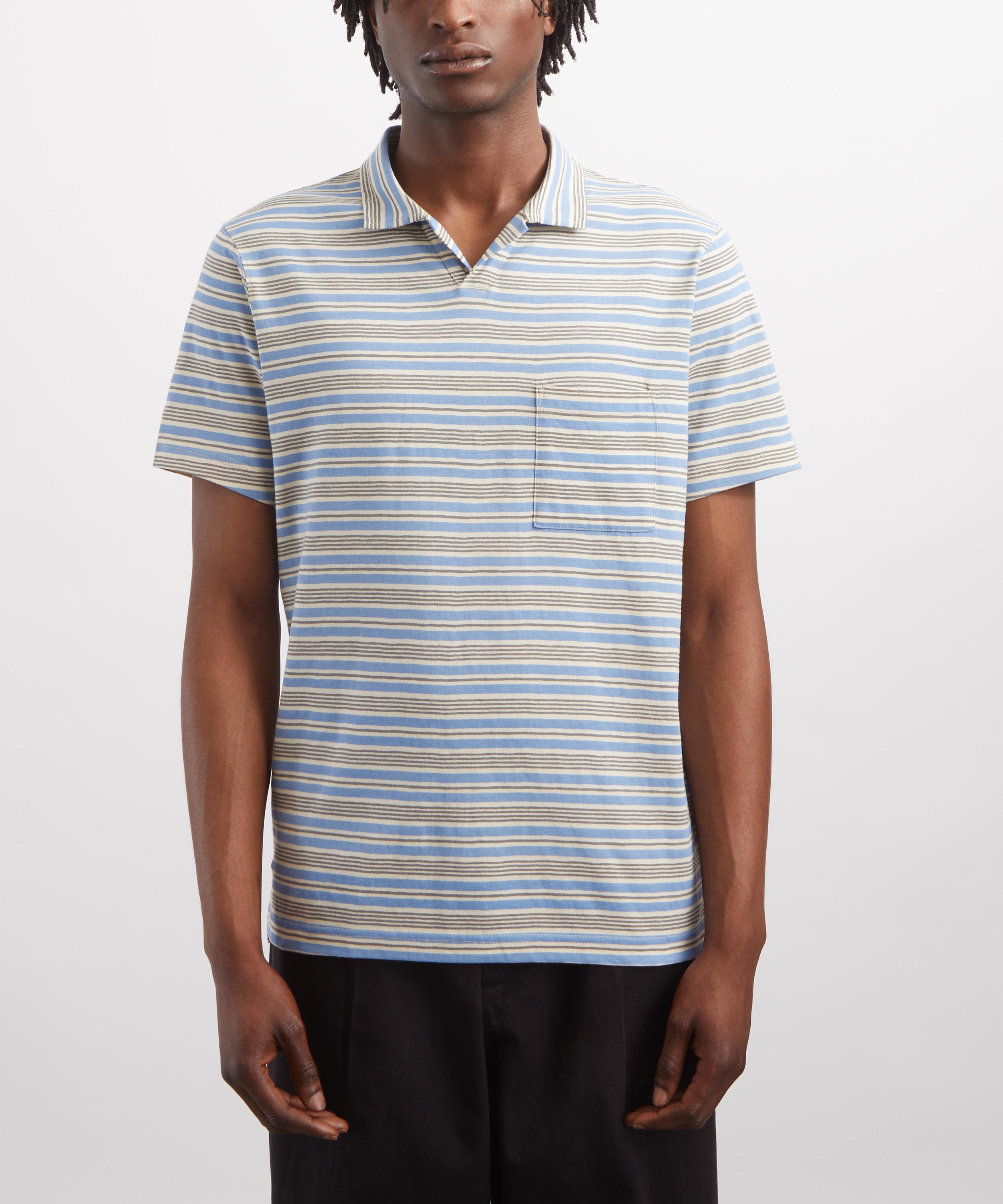 Universal Works - Pale Blue Stripe Vacation Polo image number 2