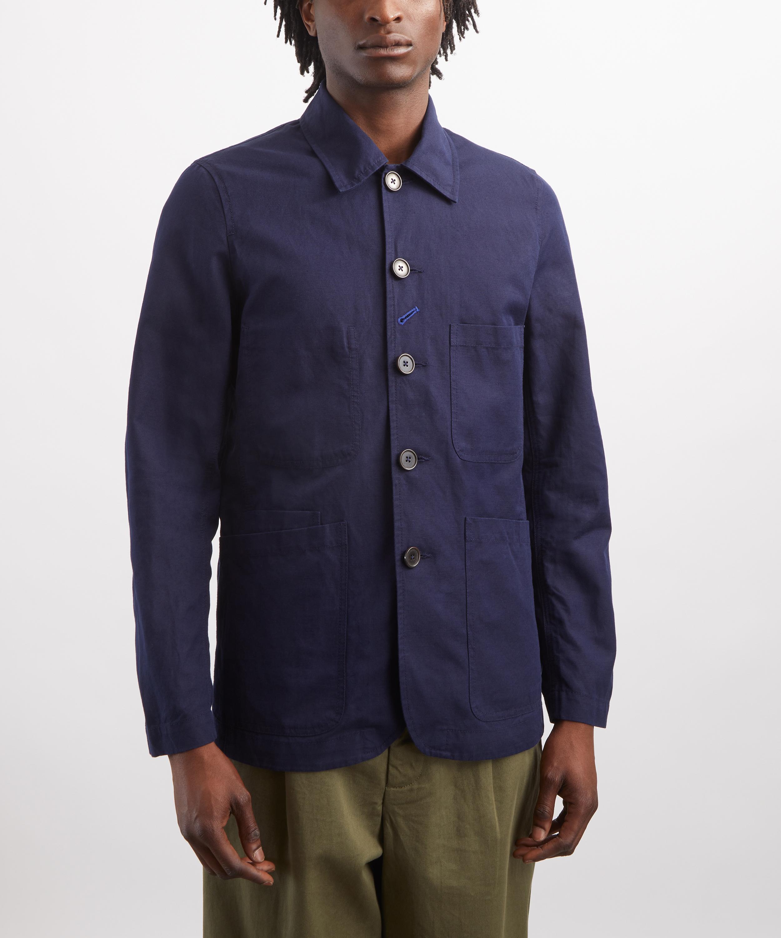 Universal Works - Navy Linen Slub Weave Bakers Jacket image number 2