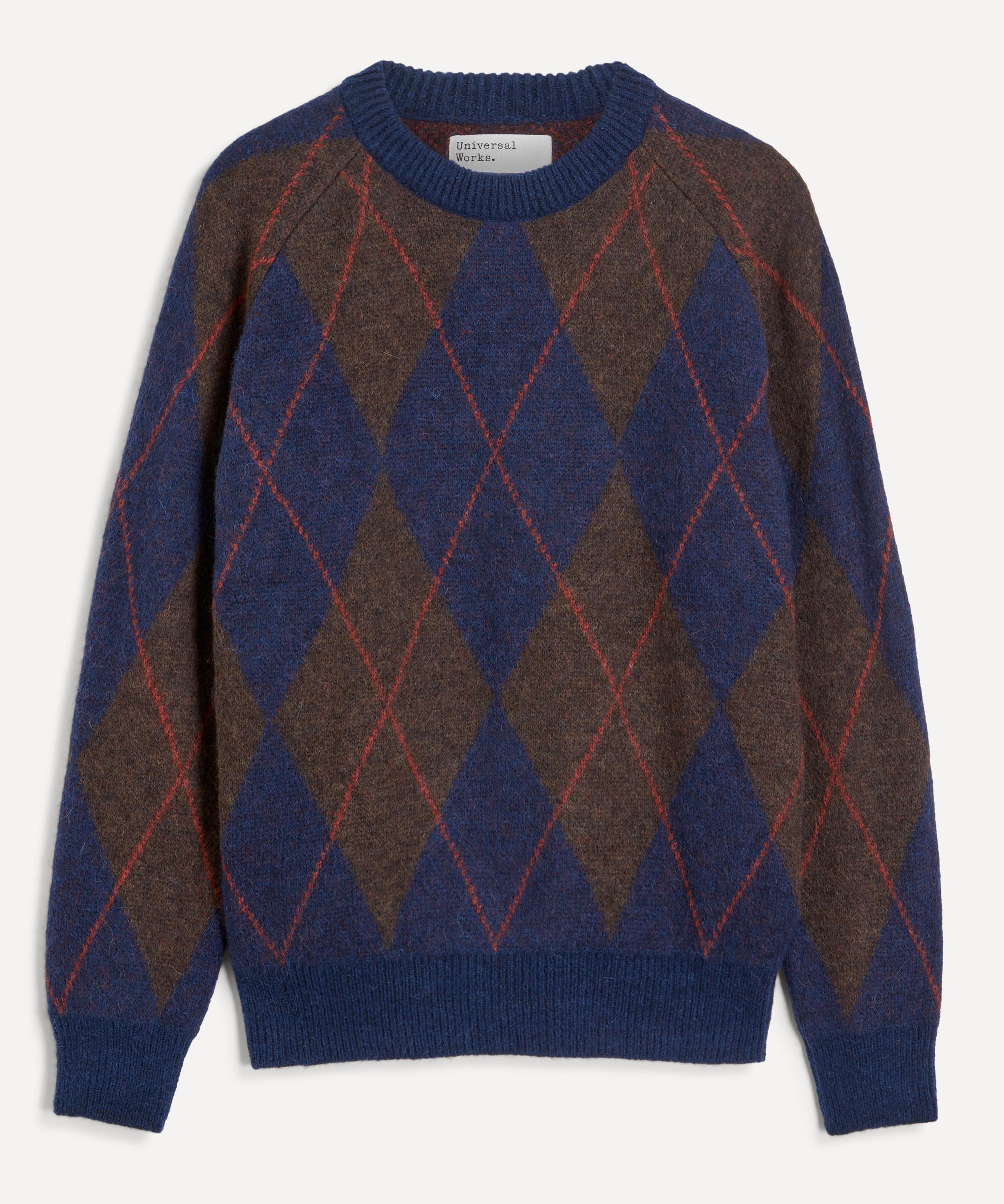 Universal Works - Navy Lyon Argyle Jumper image number 0
