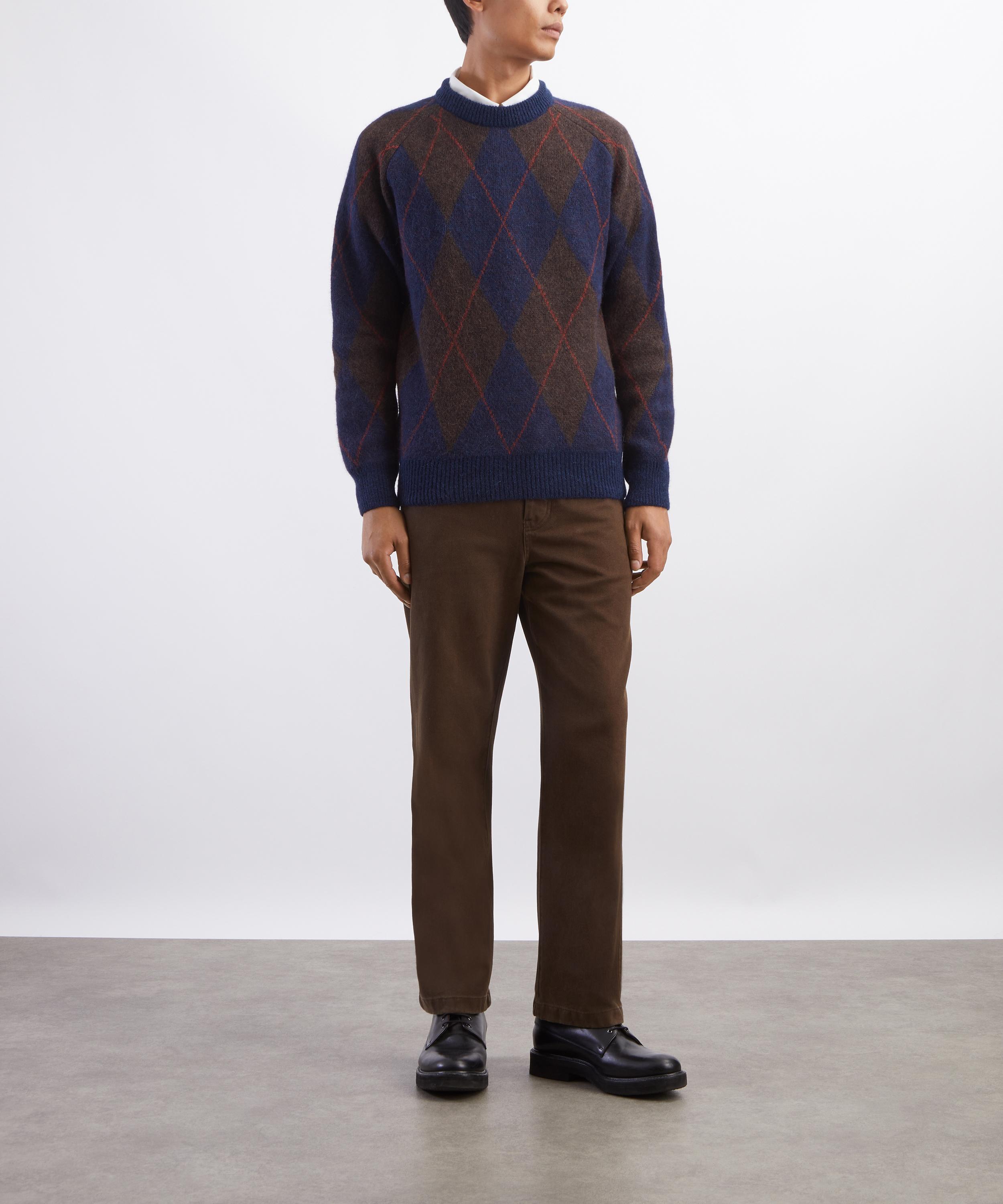 Universal Works - Navy Lyon Argyle Jumper image number 1