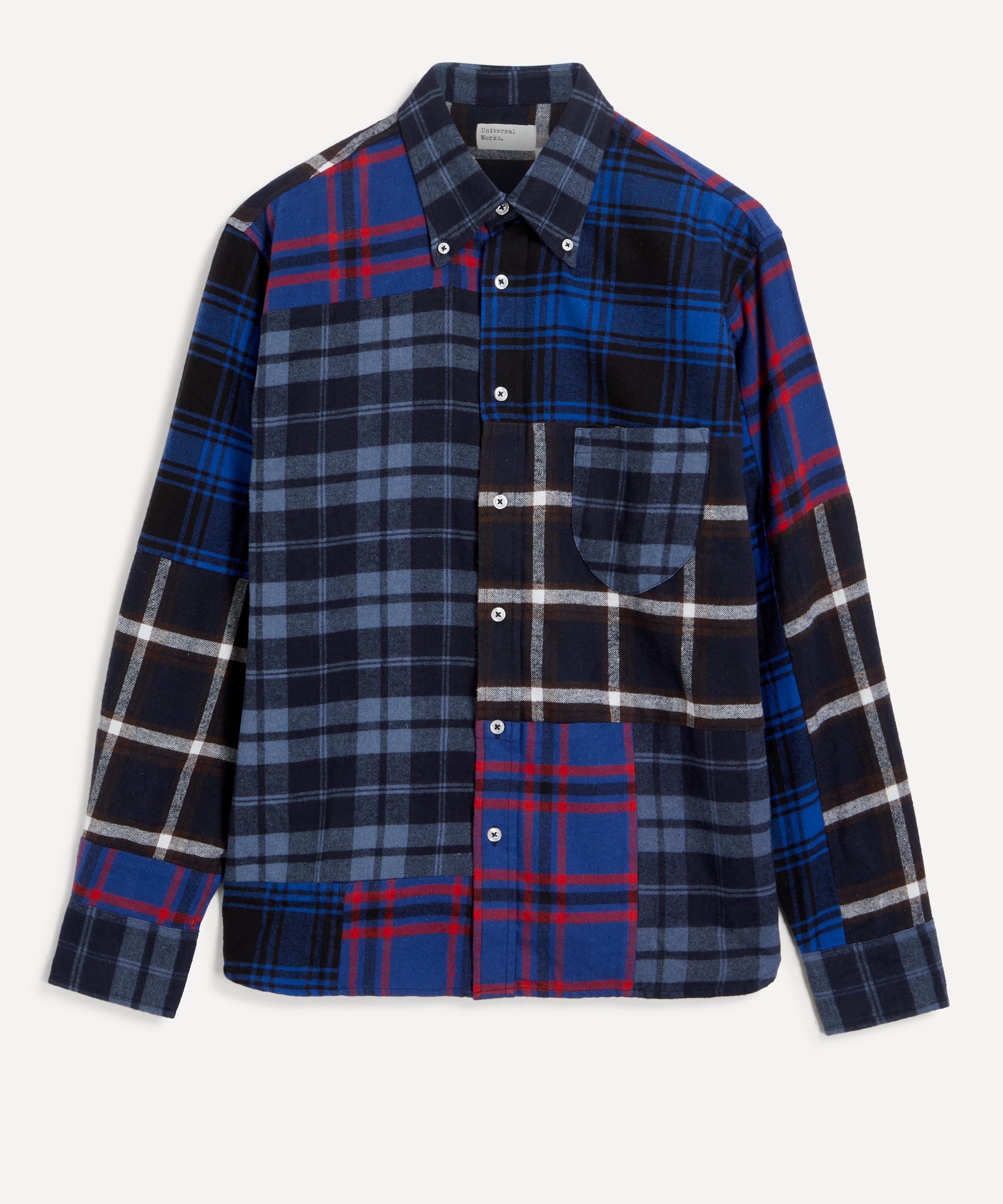Universal Works - Blue Patchwork Lazy Day Shirt image number 0
