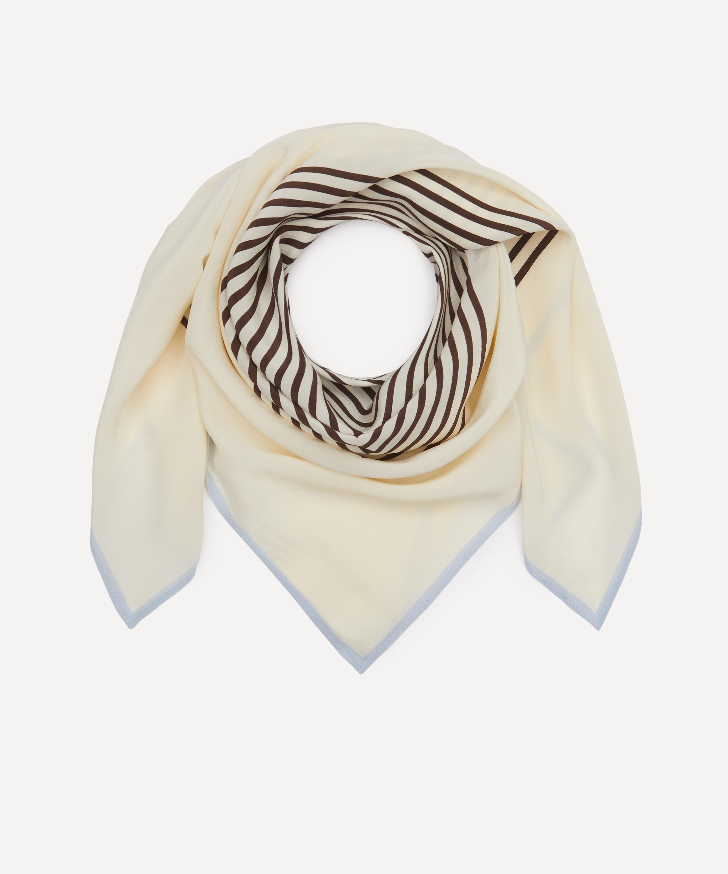 Toteme - Centered Monogram Macadamia Silk Scarf image number 1