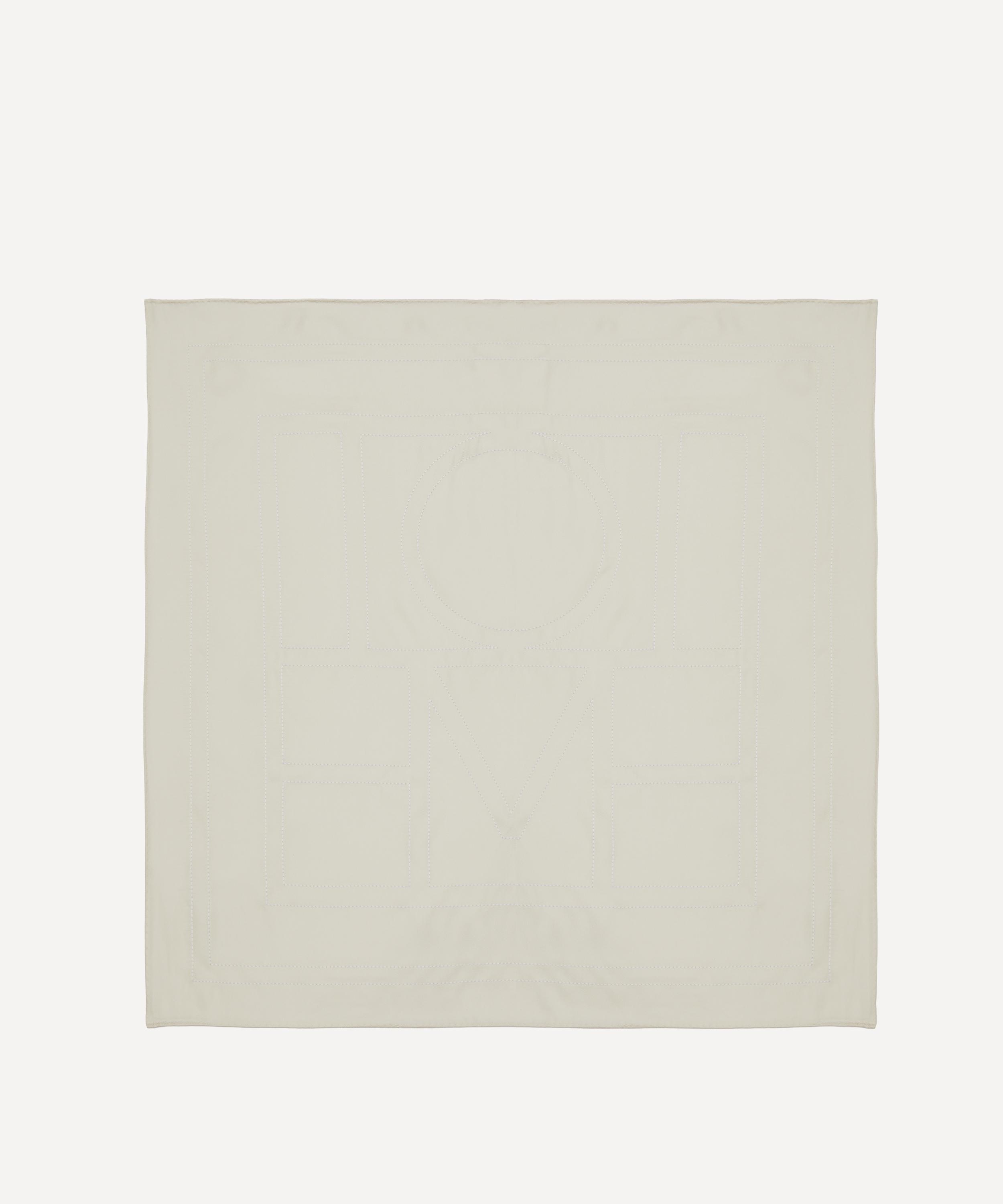 Toteme - Embroidered Monogram Cream Silk Scarf