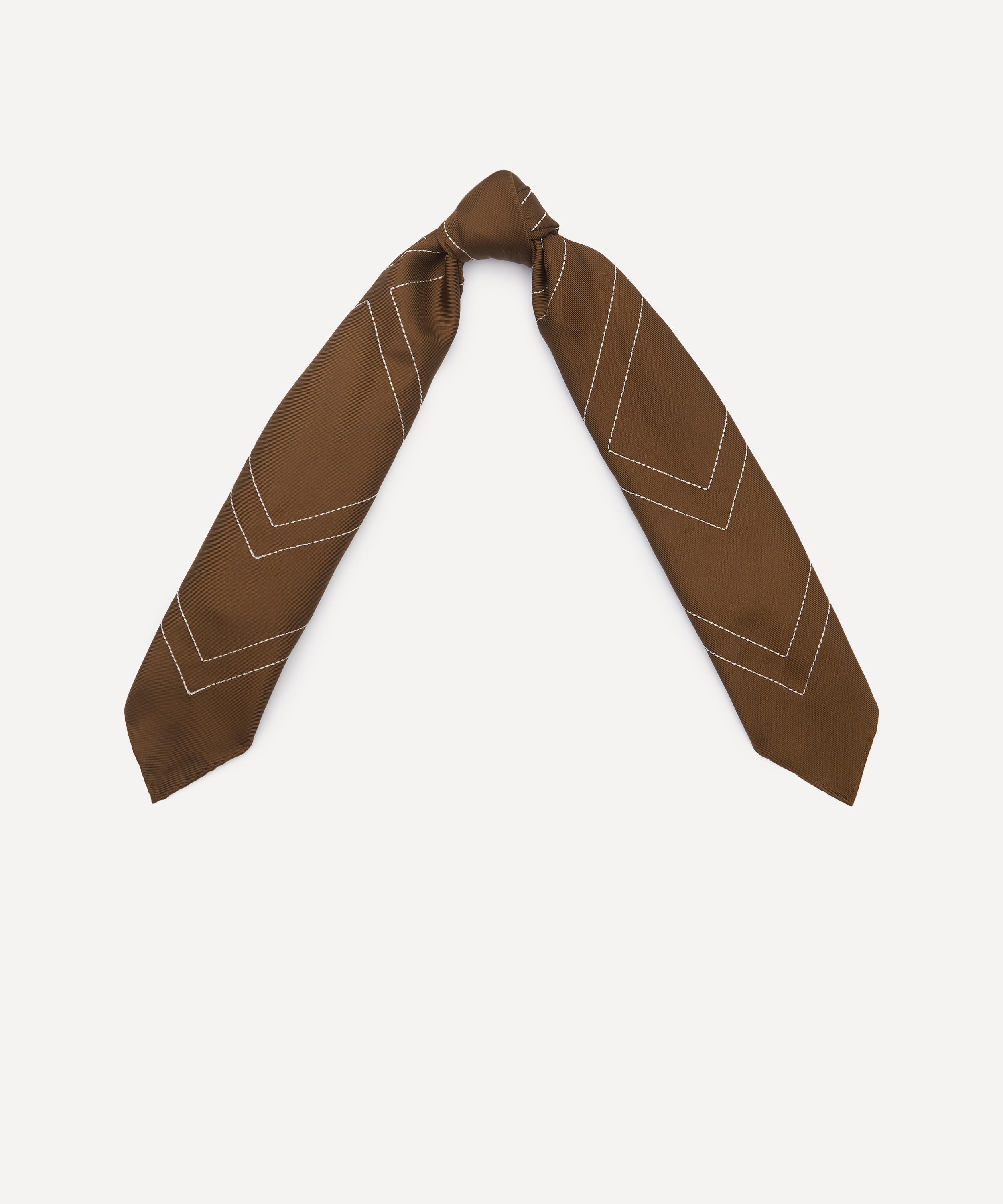 Toteme - Embroidered Monogram Mocha Silk Scarf image number 1