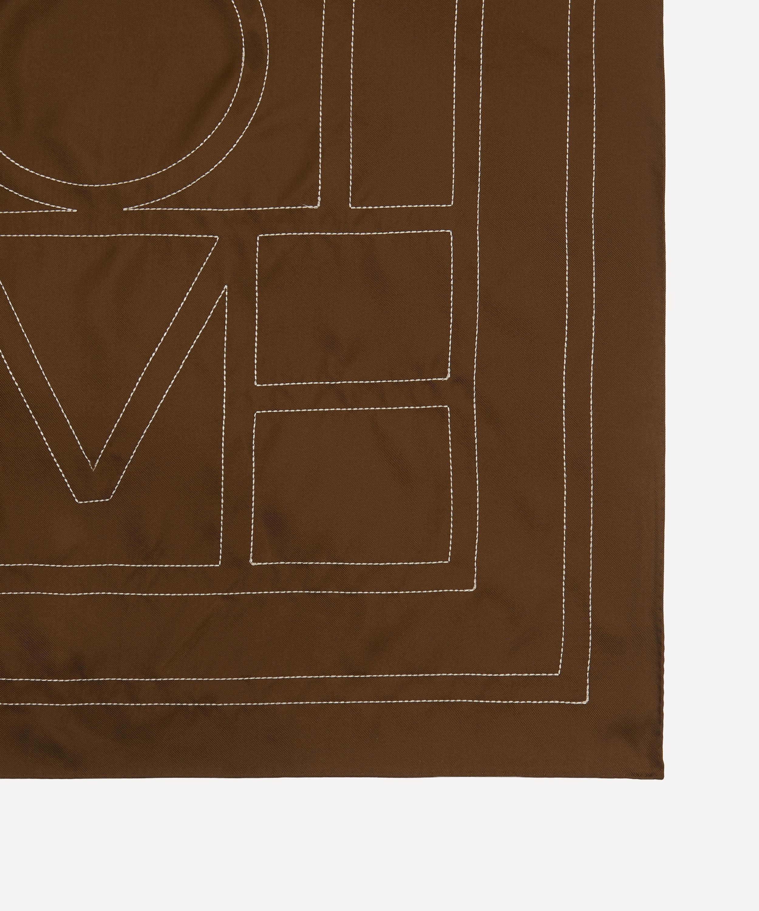 Toteme - Embroidered Monogram Mocha Silk Scarf image number 2
