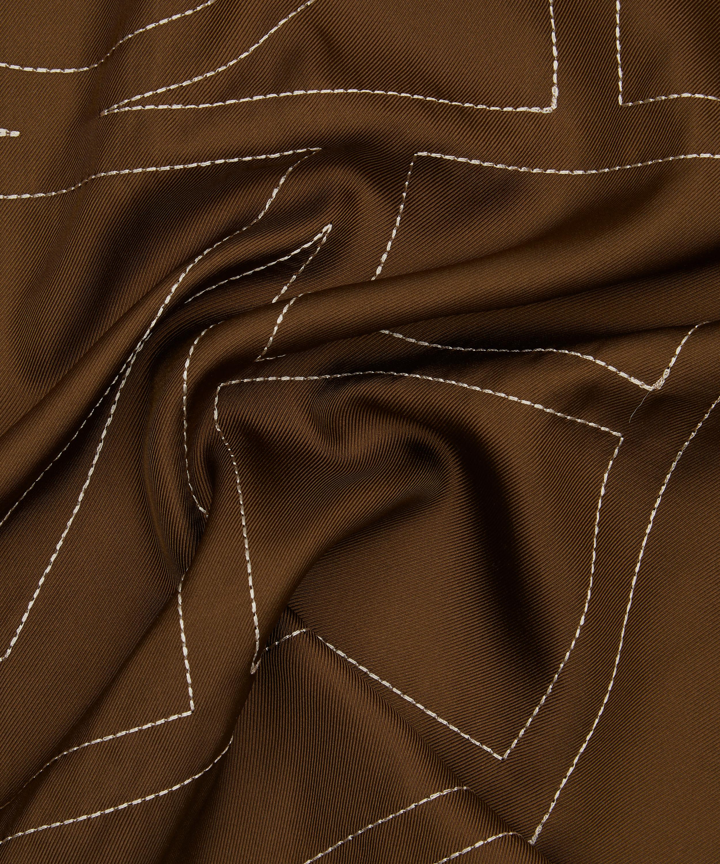Toteme - Embroidered Monogram Mocha Silk Scarf image number 3