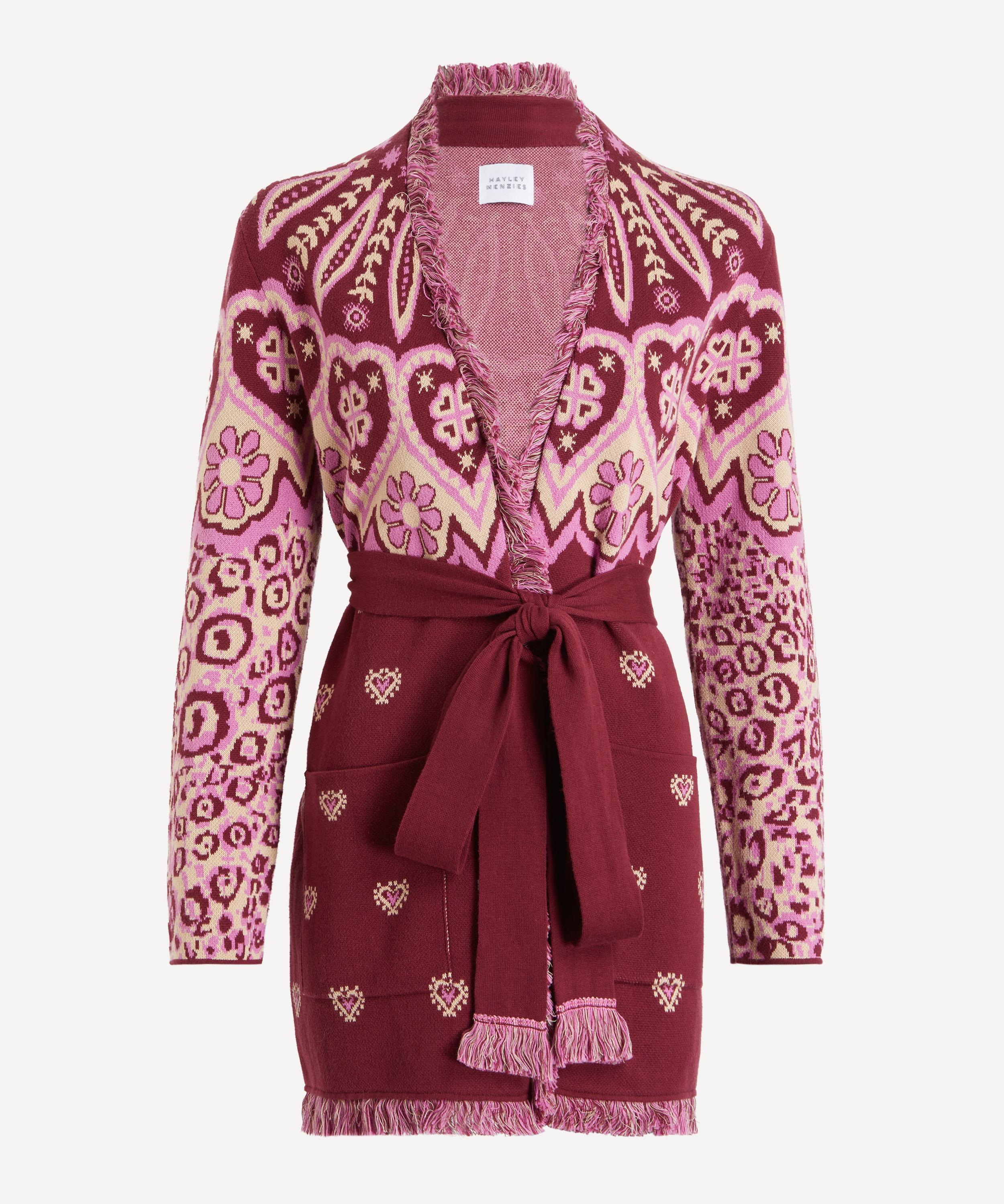 Hayley Menzies - Dalton Jacquard Burgundy Cardigan image number 0