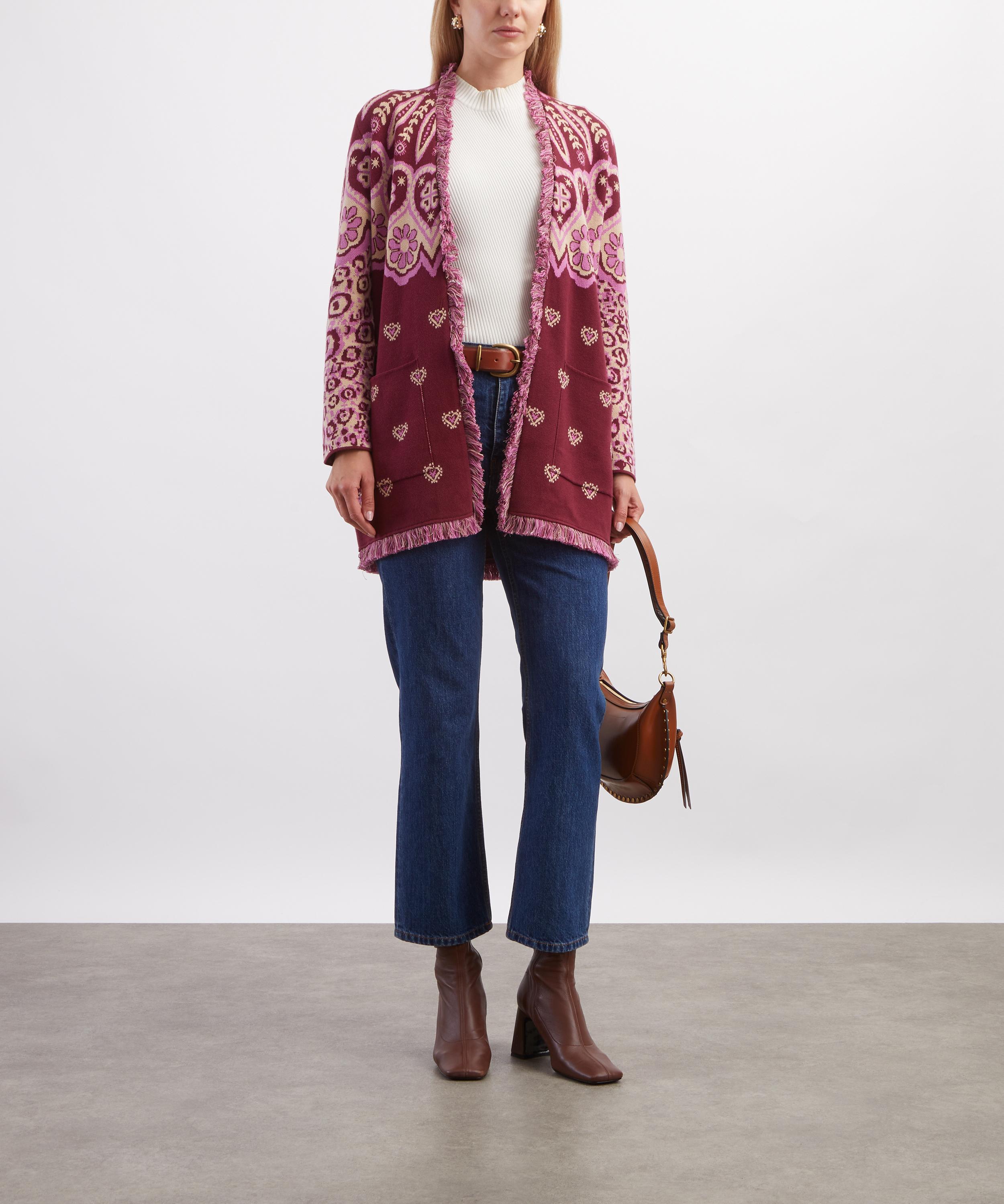 Hayley Menzies - Dalton Jacquard Burgundy Cardigan image number 1