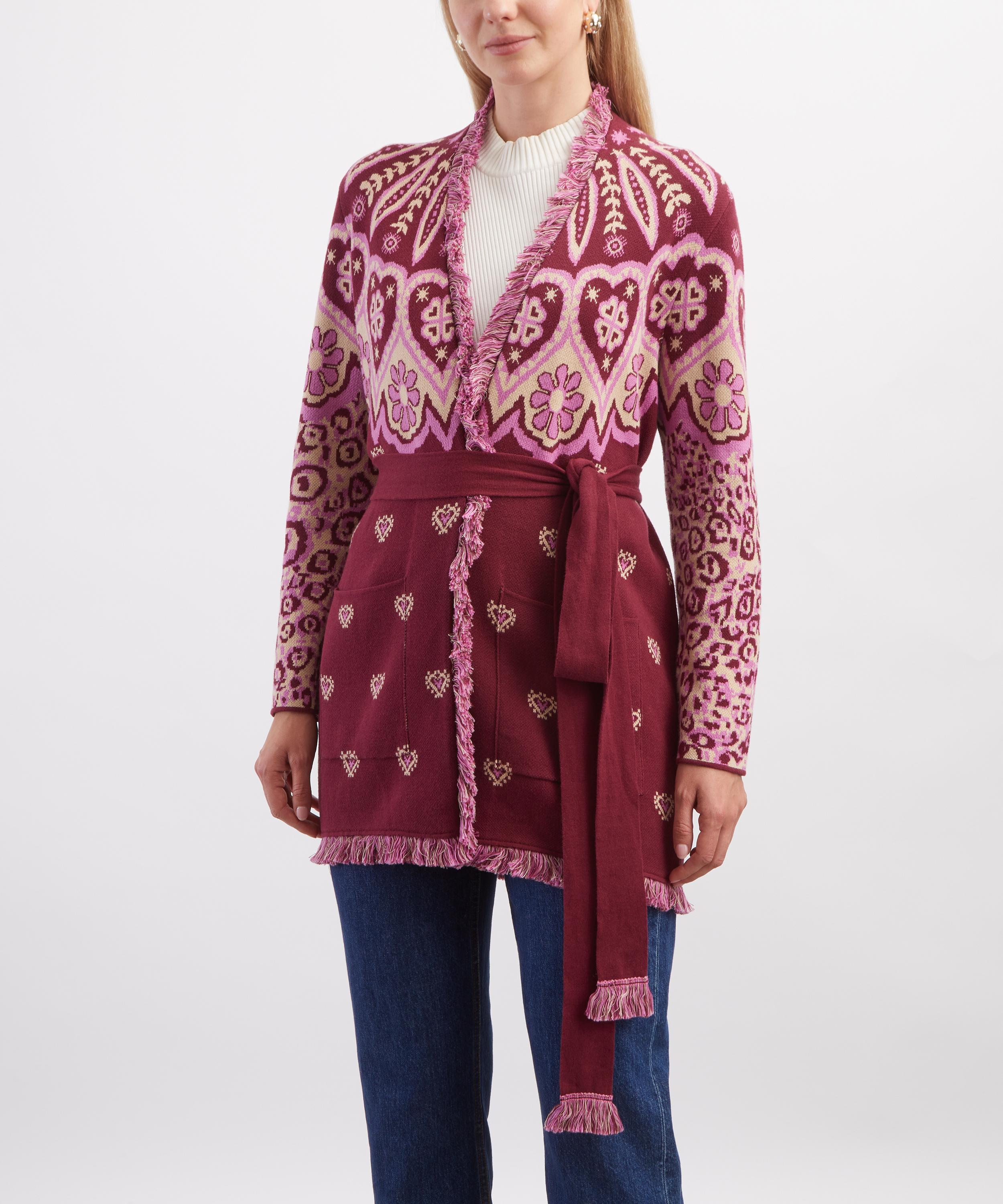 Hayley Menzies - Dalton Jacquard Burgundy Cardigan image number 2