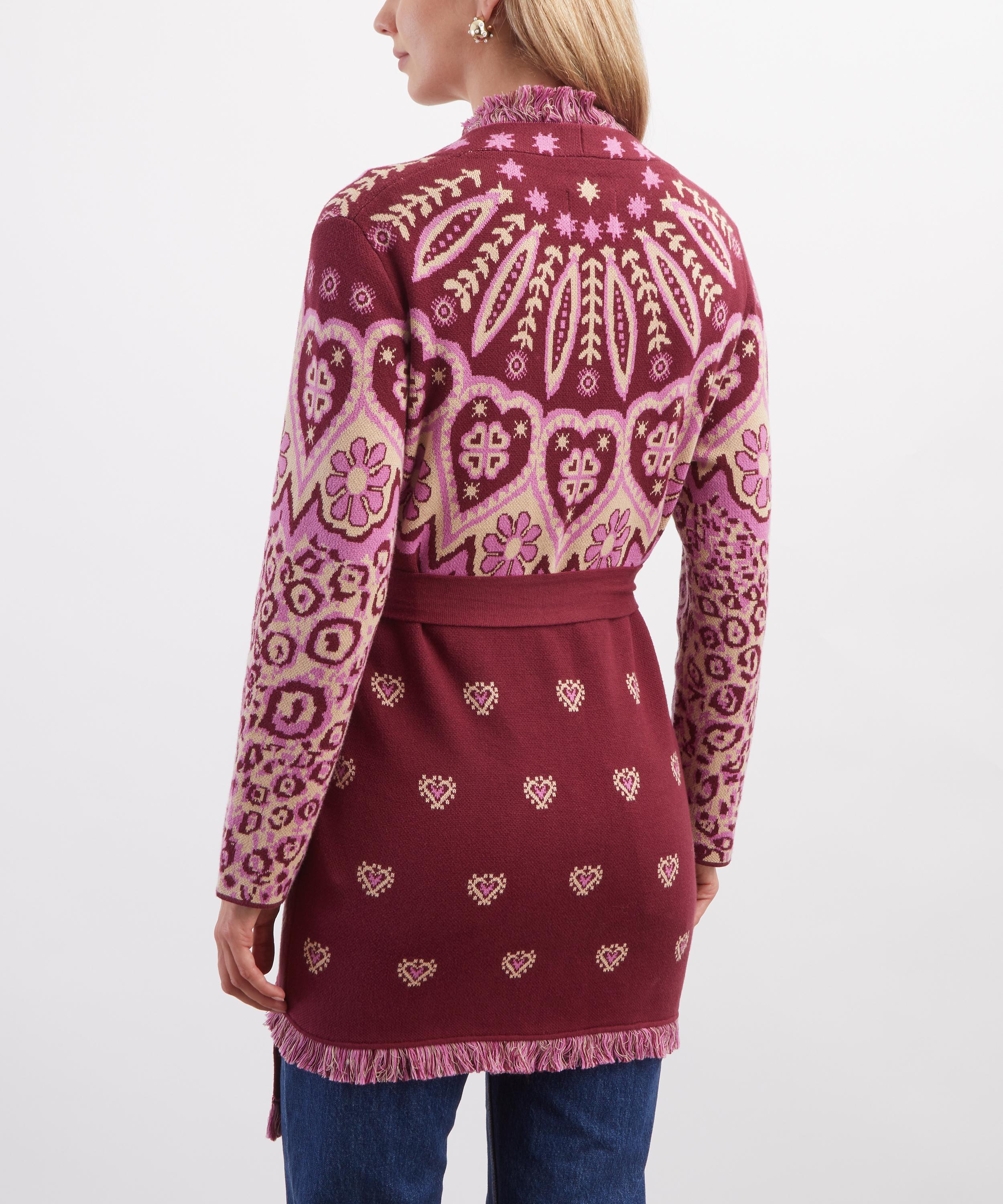 Hayley Menzies - Dalton Jacquard Burgundy Cardigan image number 3
