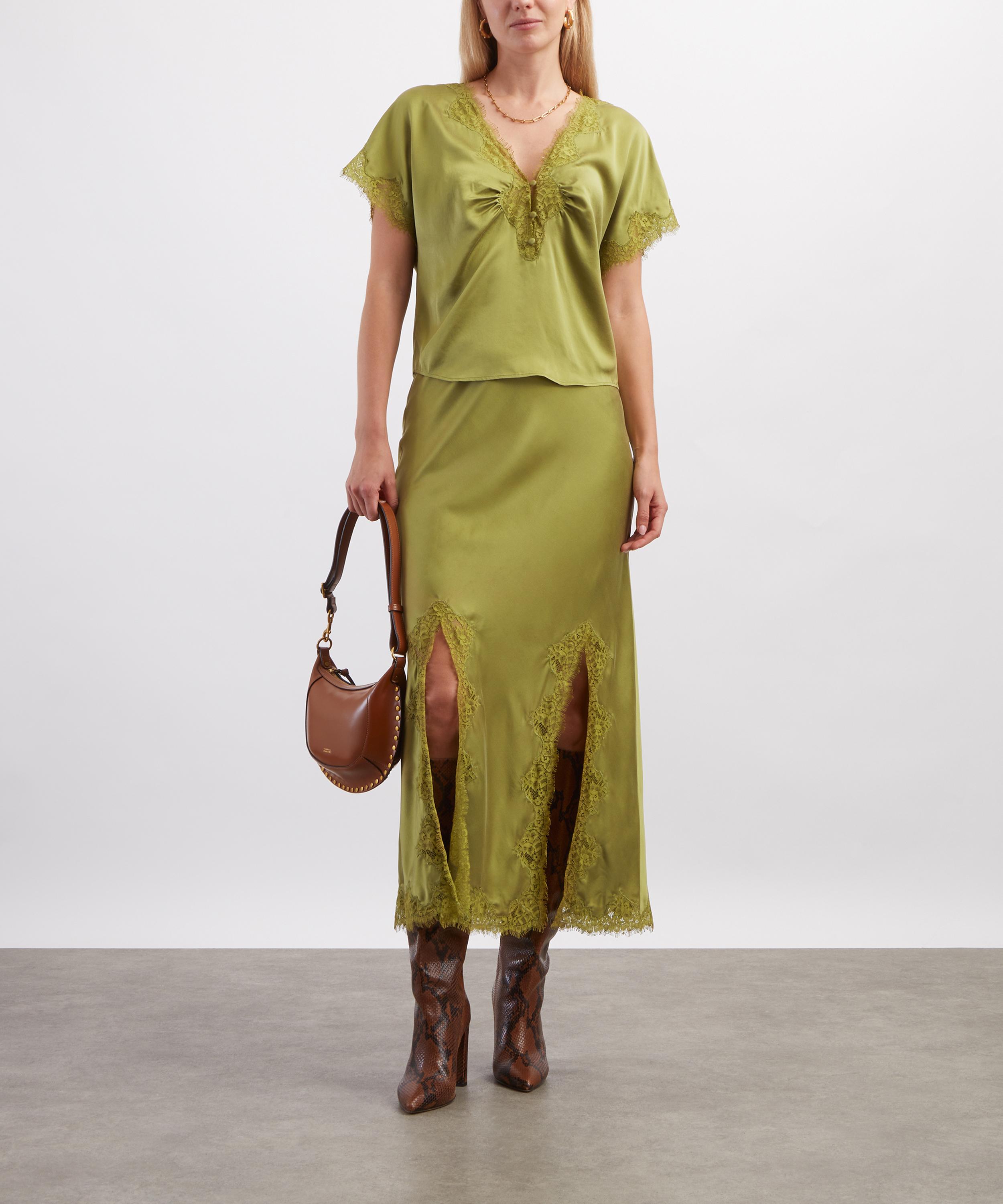 Hayley Menzies - Liv Green Silk Skirt image number 1