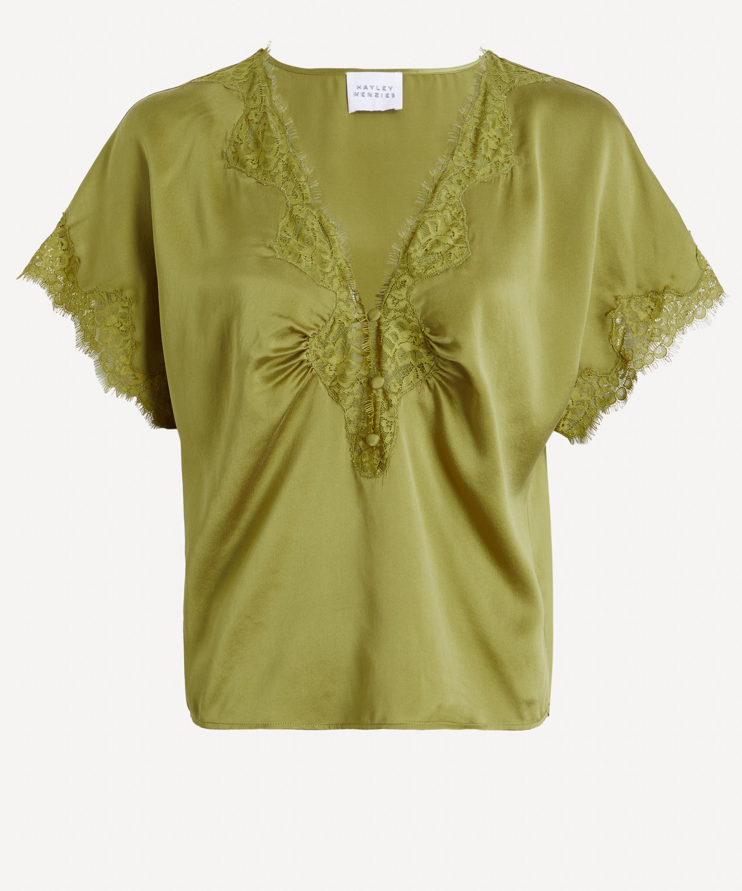 Hayley Menzies - Lana Green Silk Top image number 0