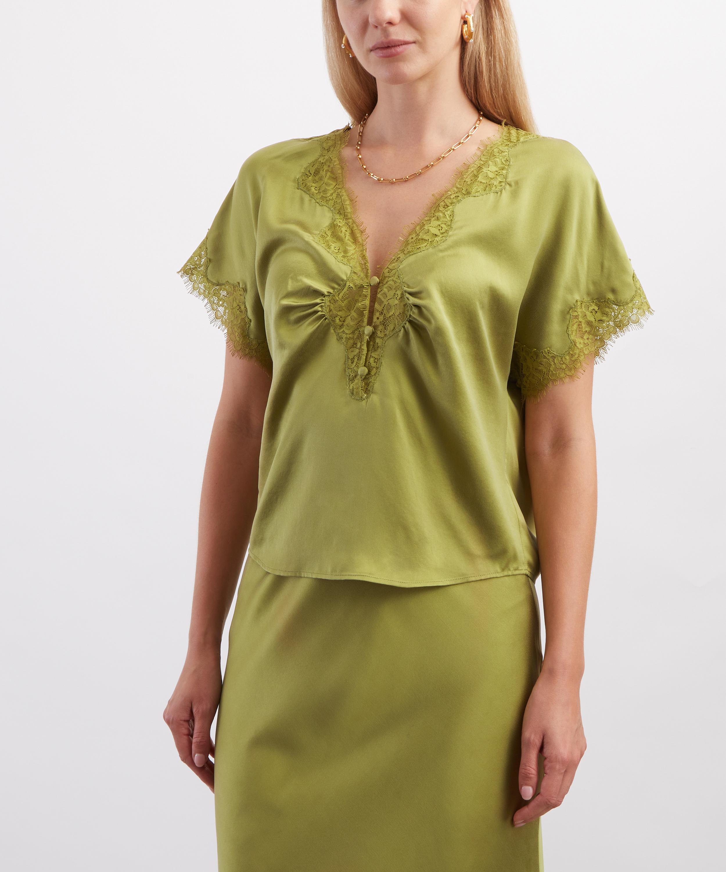 Hayley Menzies - Lana Green Silk Top image number 2