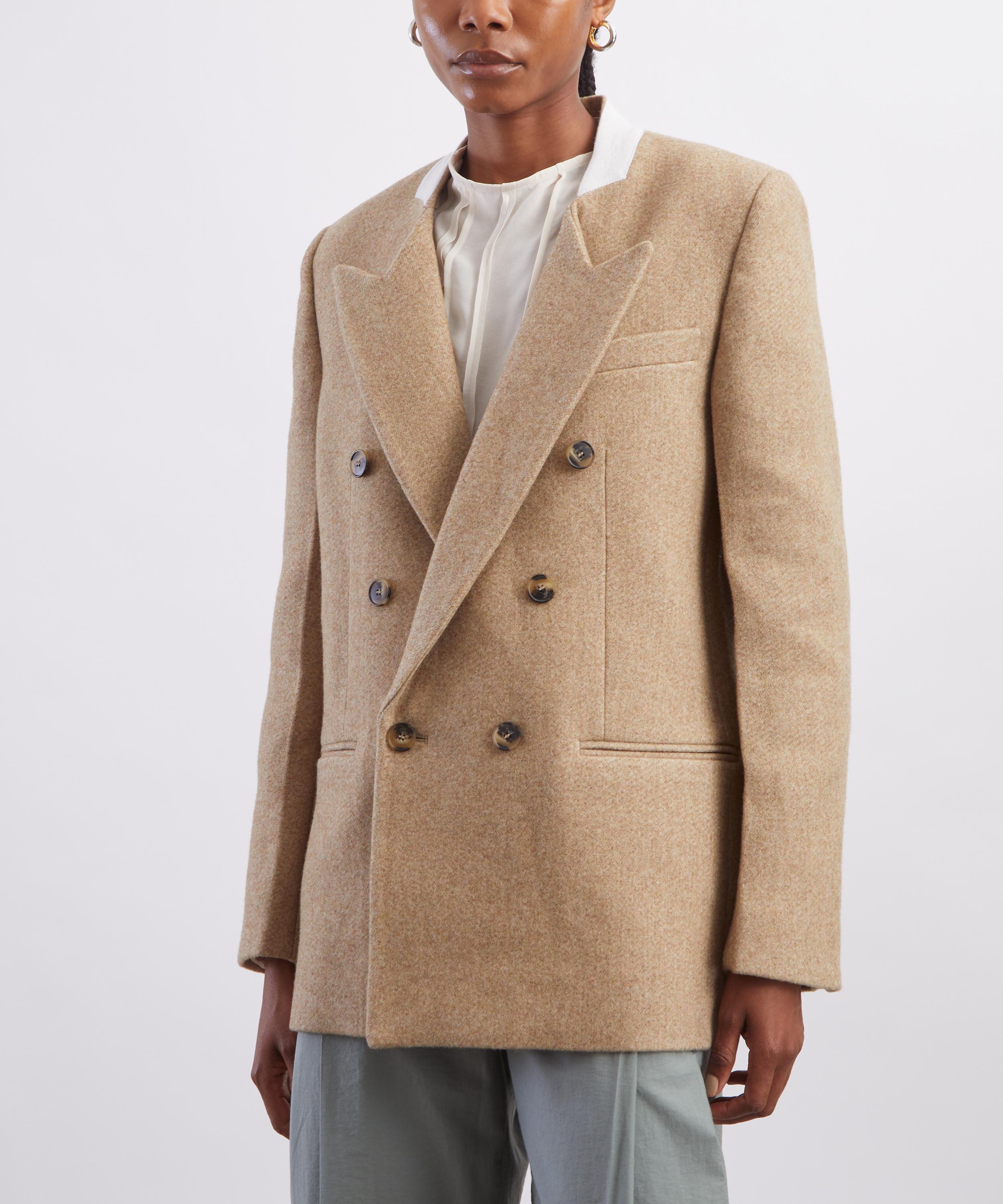 Victoria Beckham - Camel Melange Beatrice Double-Breasted Jacket image number 2