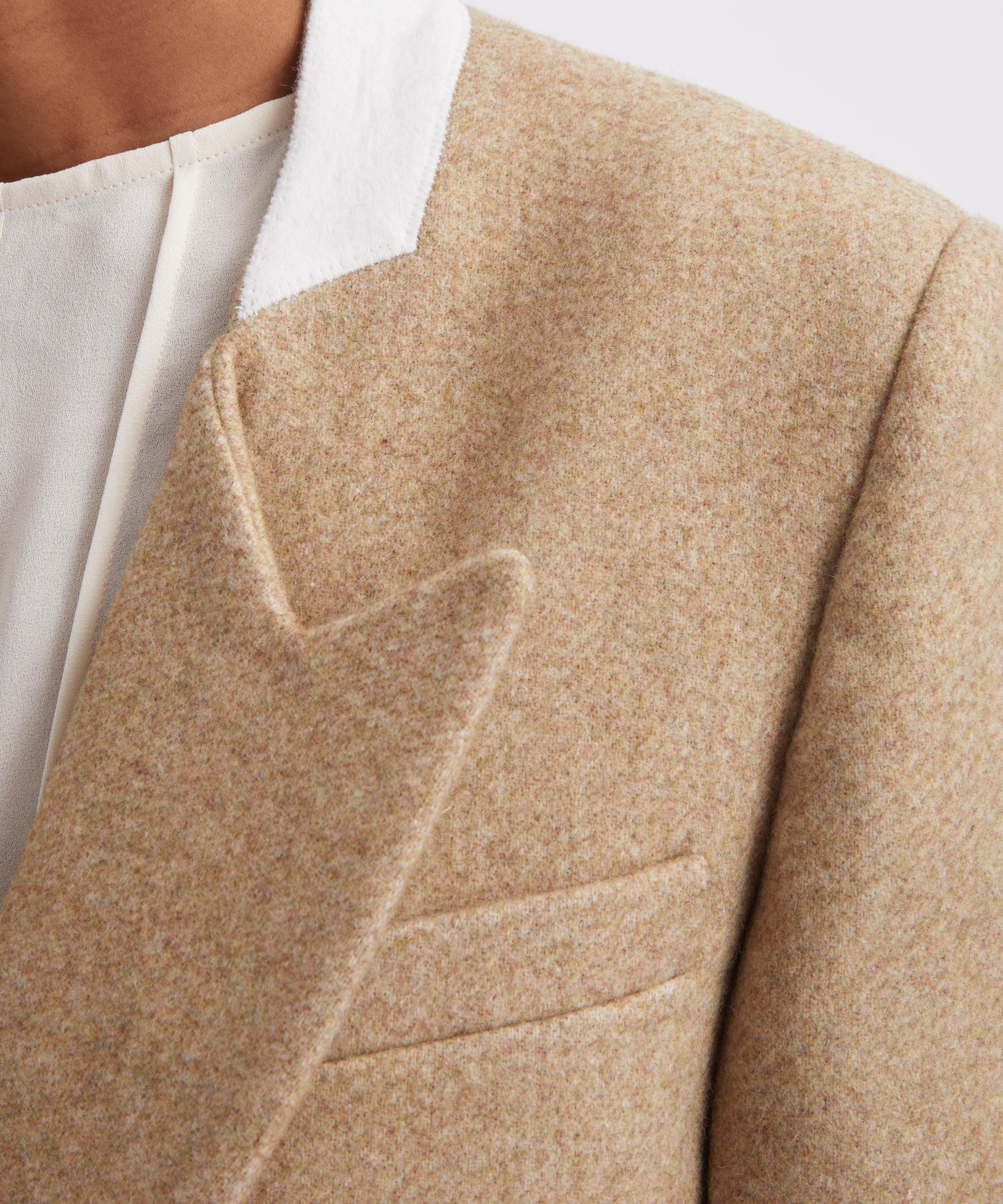 Victoria Beckham - Camel Melange Beatrice Double-Breasted Jacket image number 4