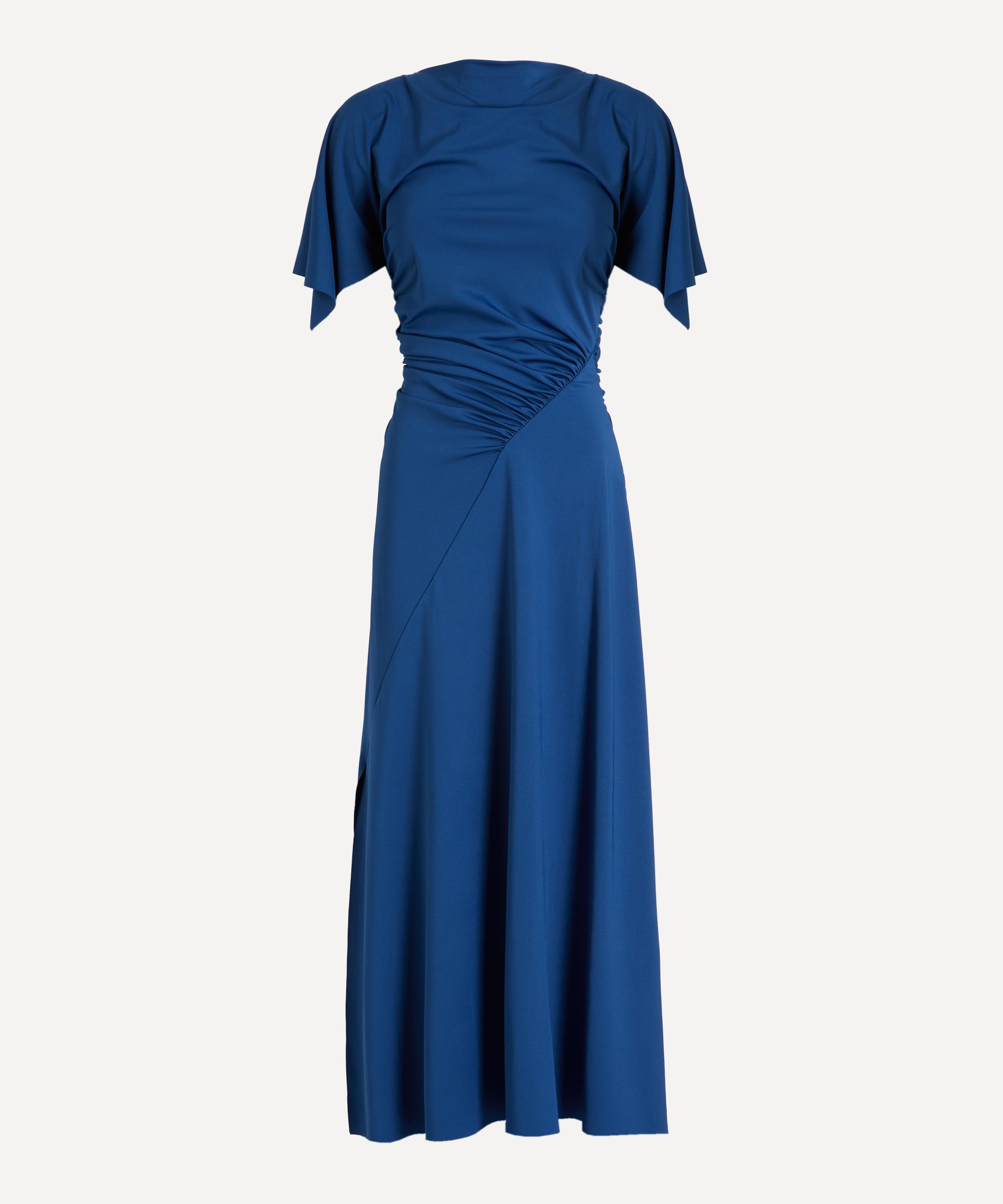 Victoria Beckham - Dark Ocean Blousey Midi Dress