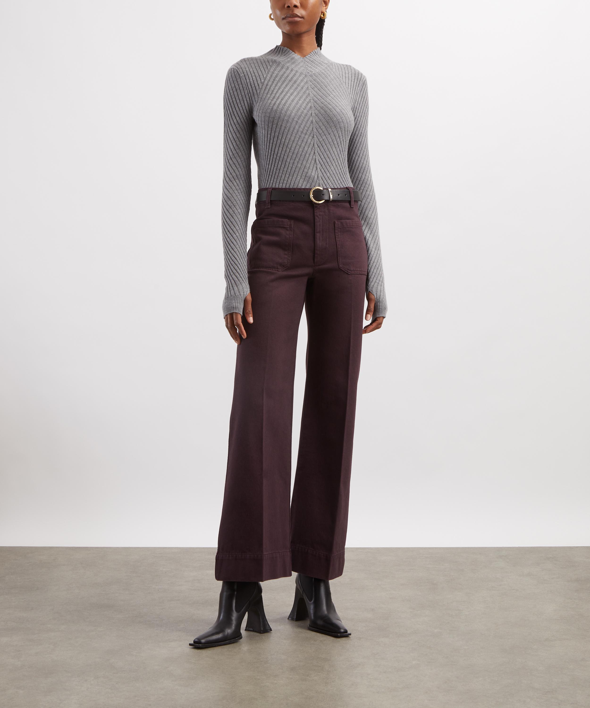 Victoria Beckham - Grey Marl Georgia Merino Wool Jumper image number 1