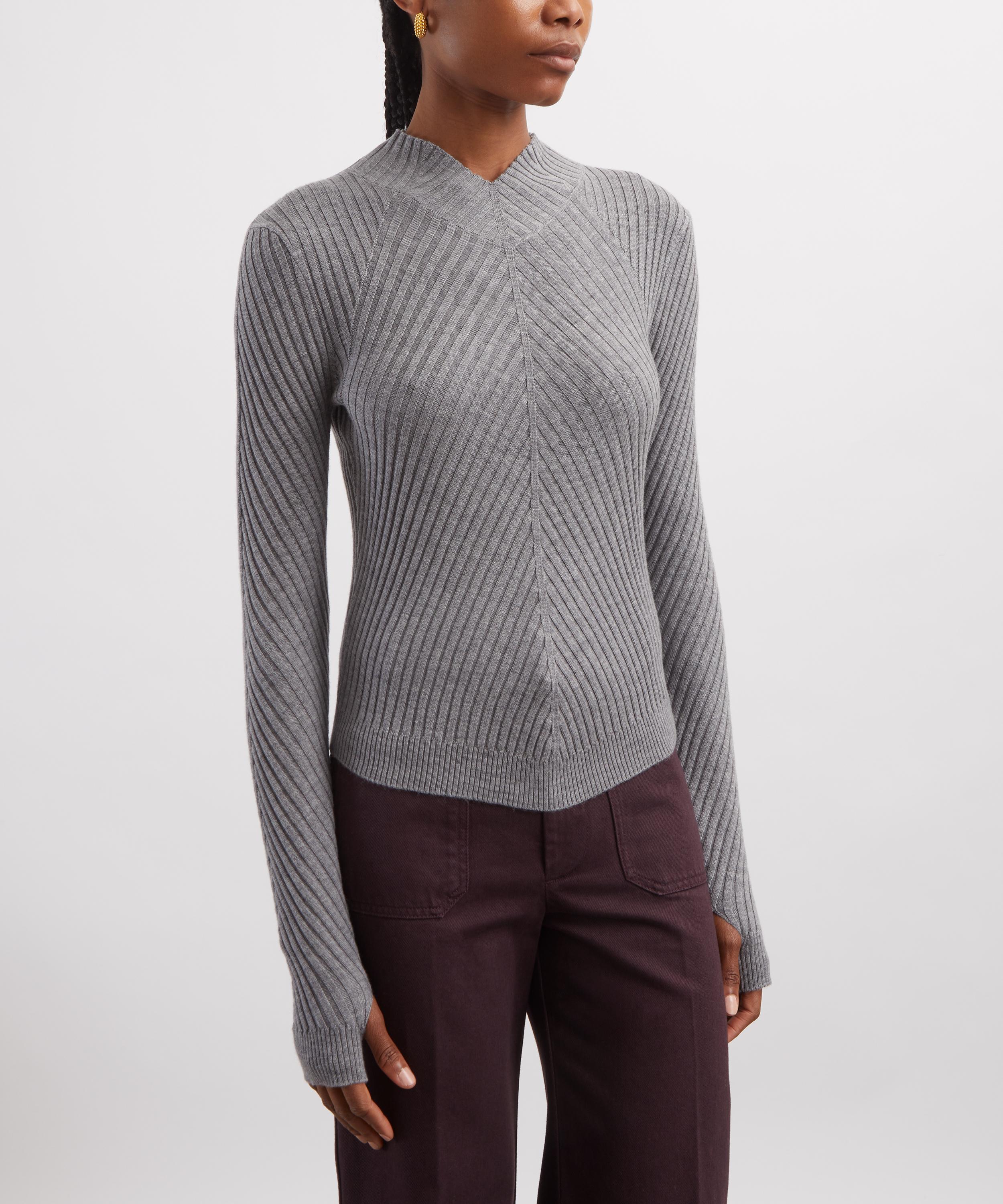 Victoria Beckham - Grey Marl Georgia Merino Wool Jumper image number 2
