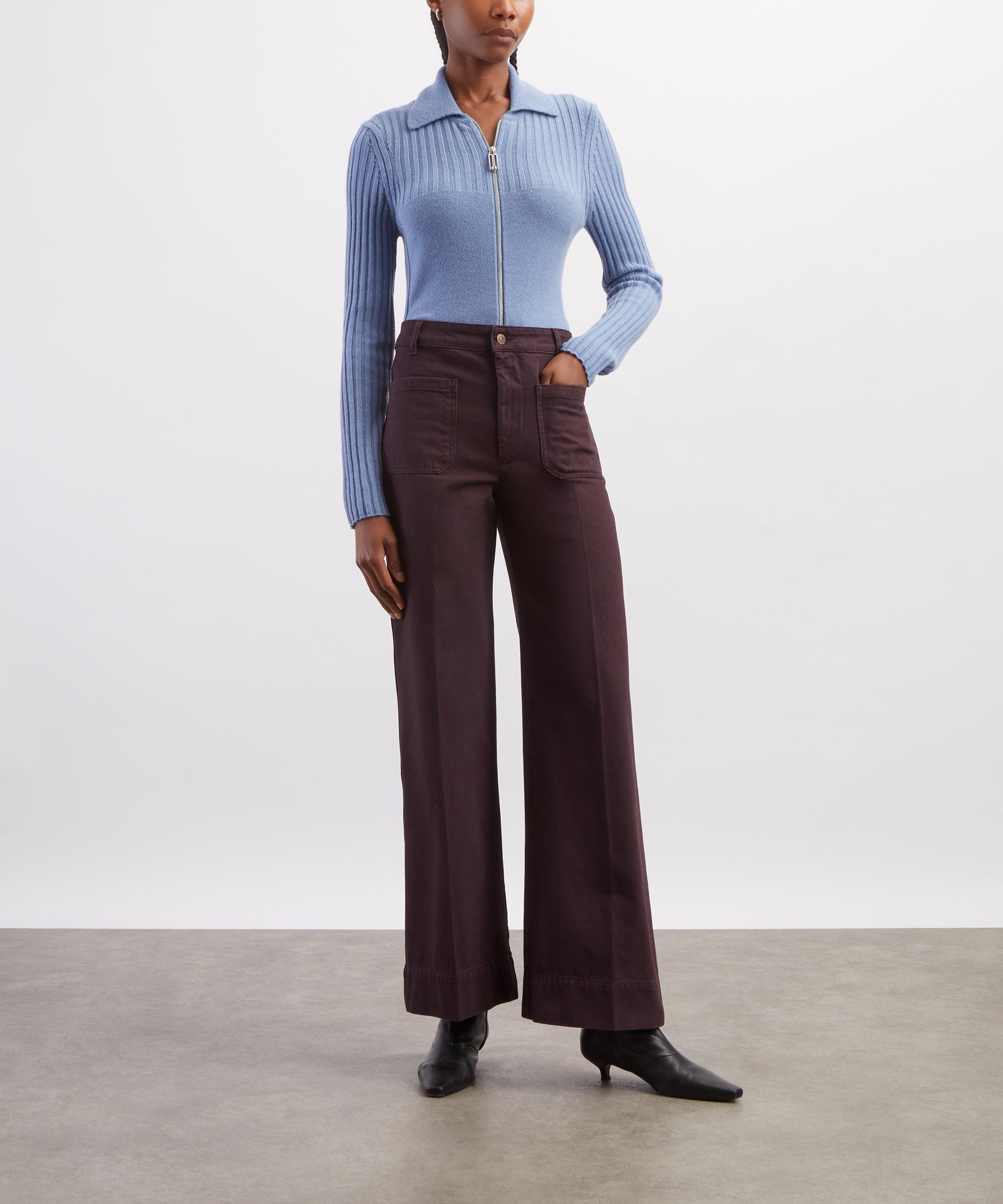 Victoria Beckham - Blue Melange Zip Jumper image number 1