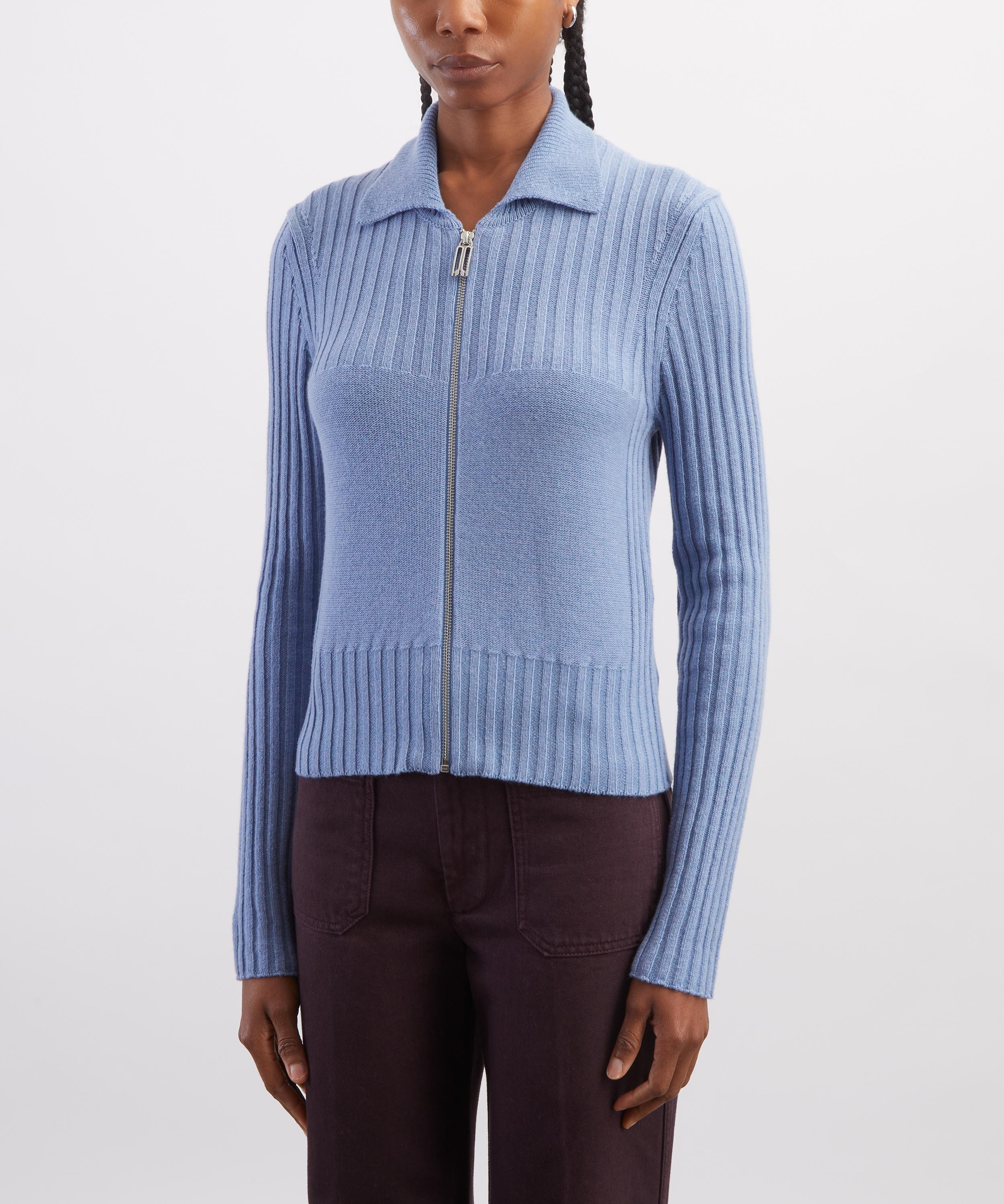 Victoria Beckham - Blue Melange Zip Jumper image number 2