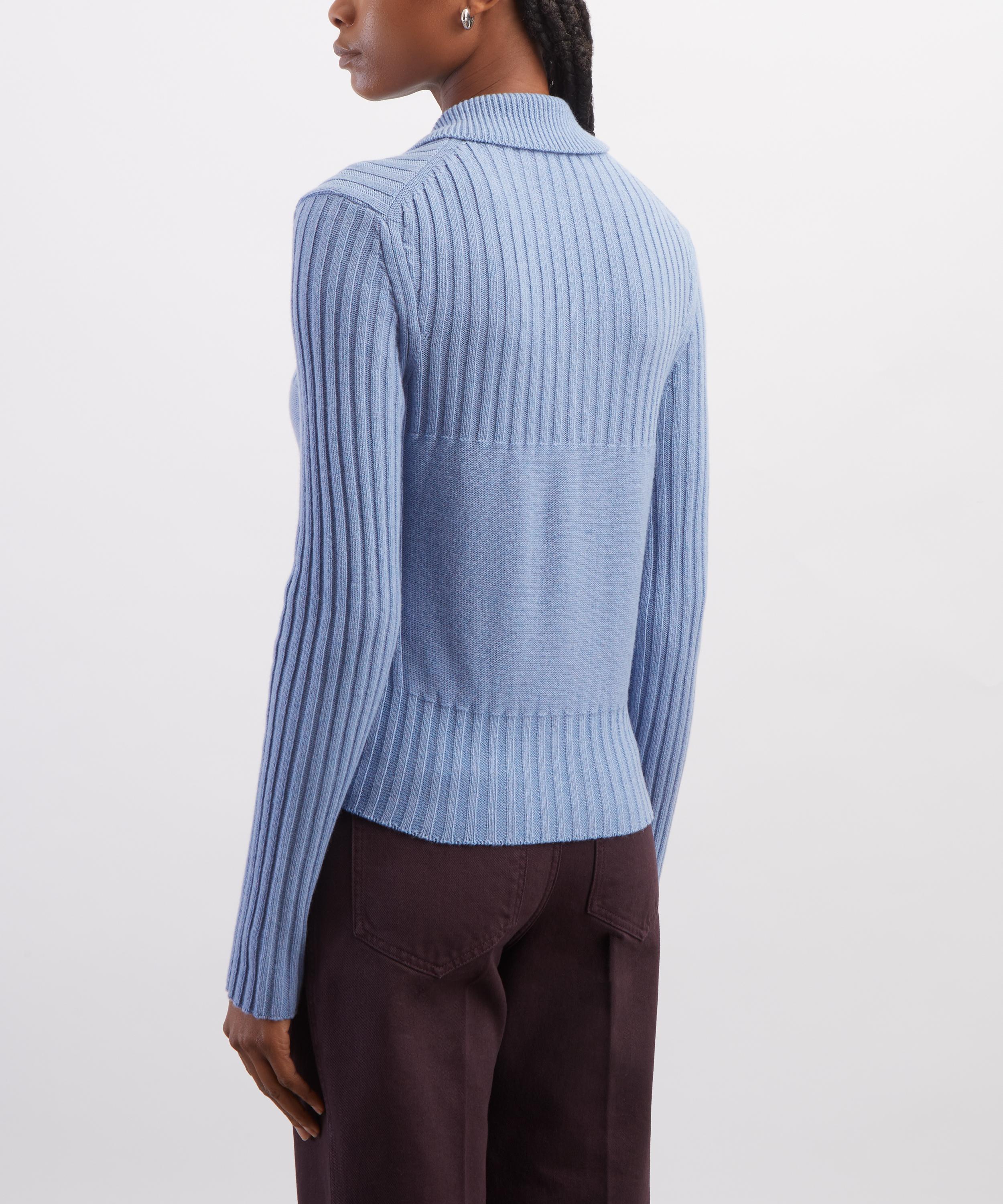 Victoria Beckham - Blue Melange Zip Jumper image number 3