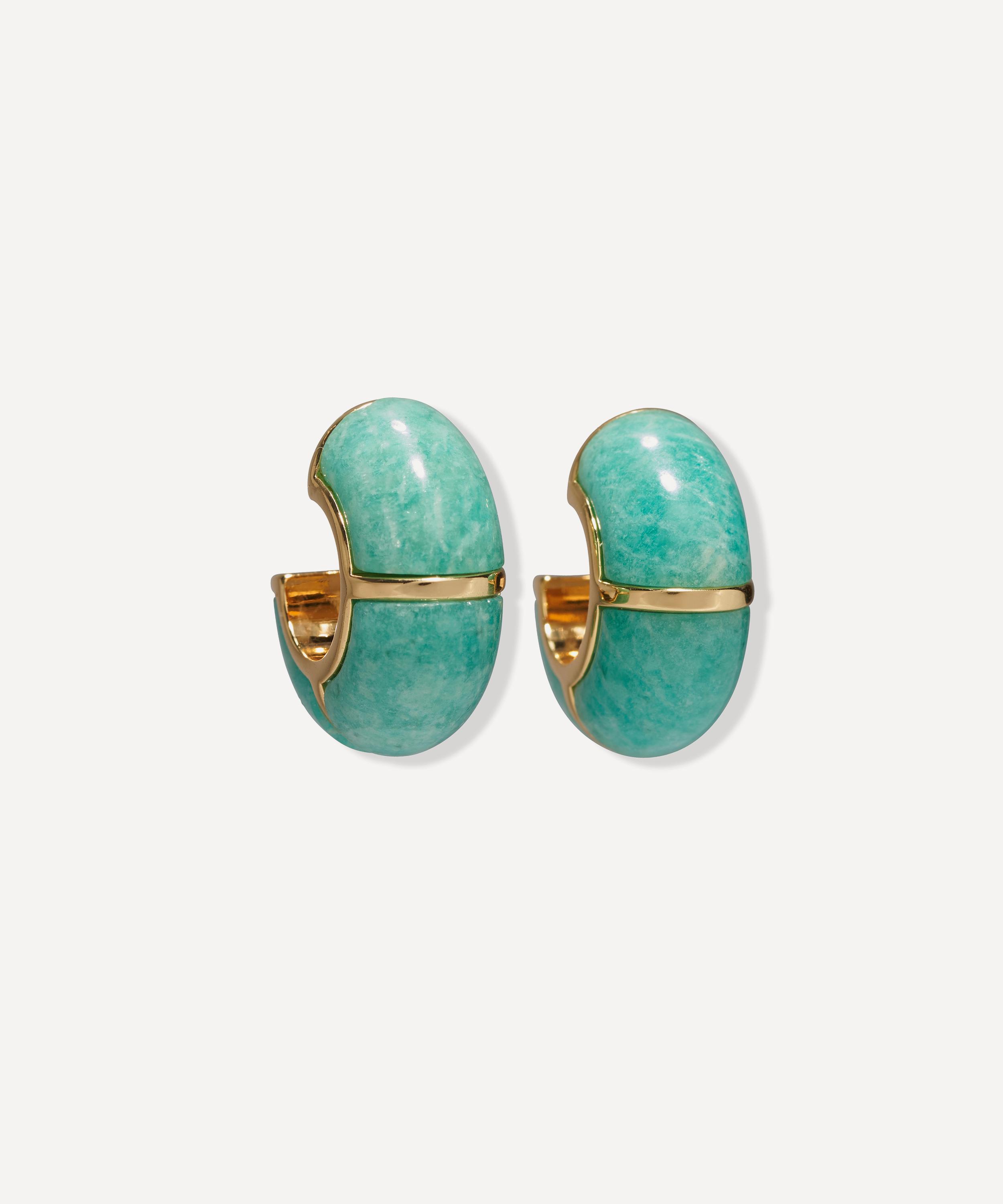 Lizzie Fortunato - Gold-Plated Zellige Amazonite Hoop Earrings image number 0