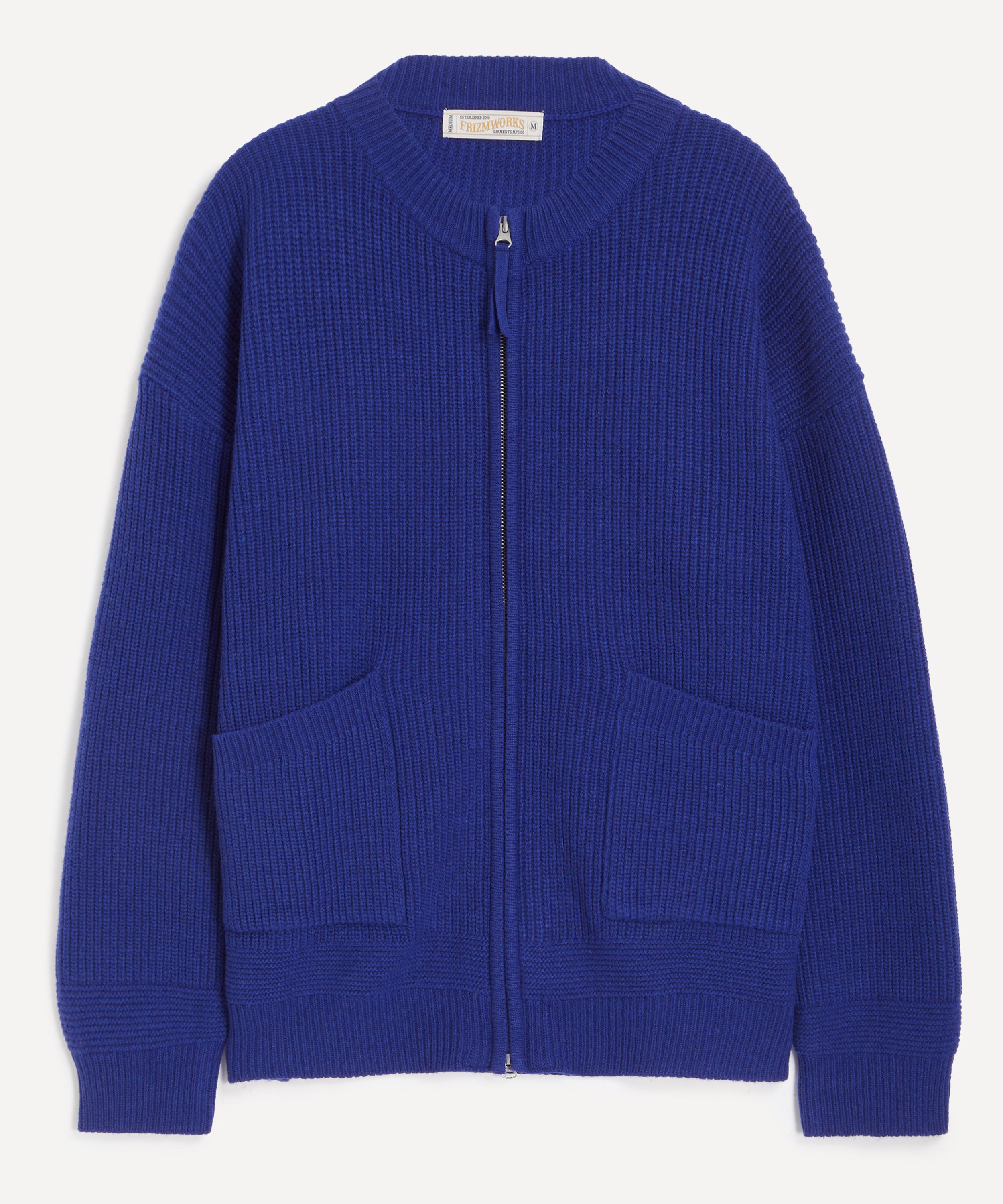 FrizmWORKS Wool Deck Zip Up Cardigan in Cobalt Blue | Liberty