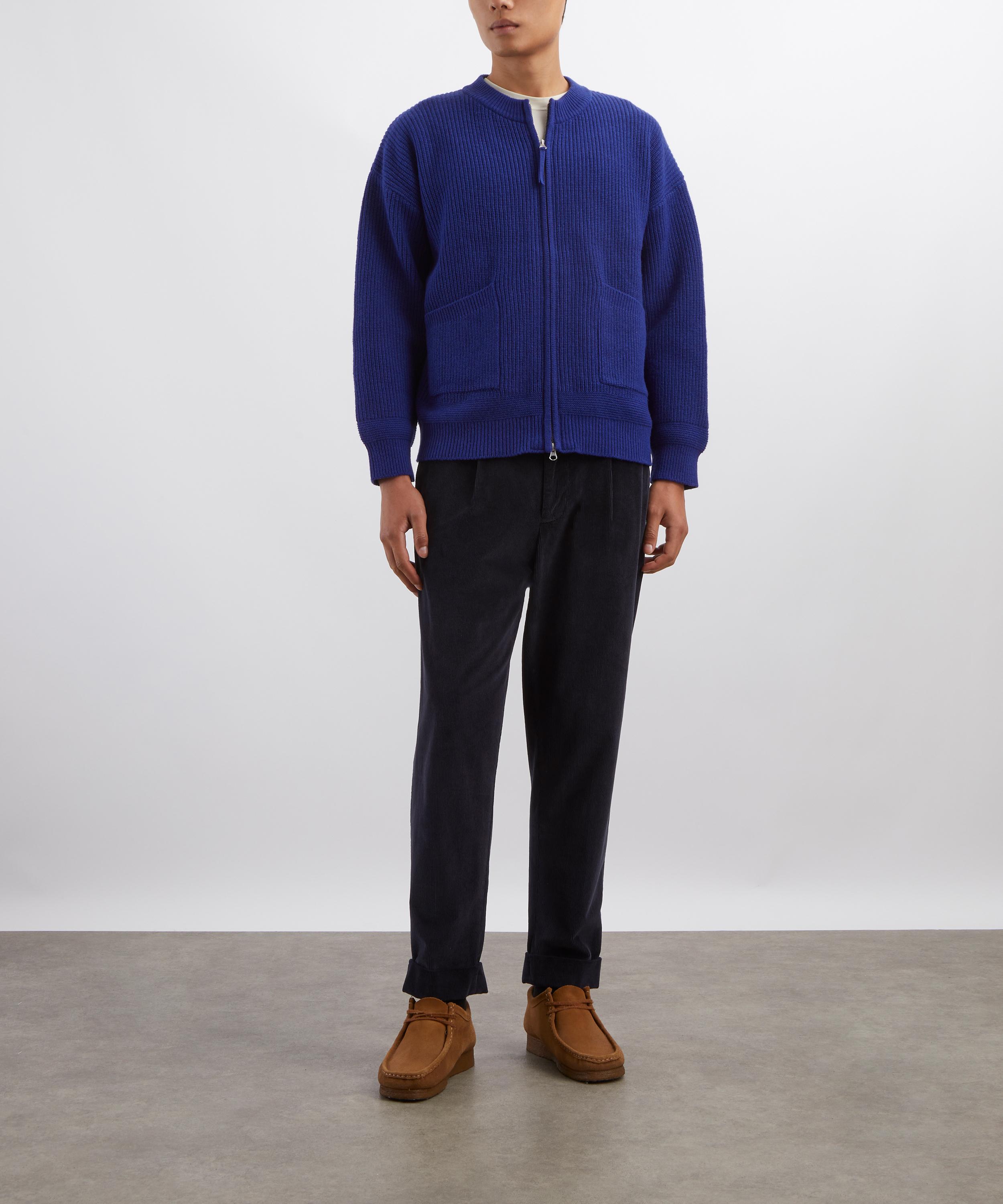 FrizmWORKS - Wool Deck Zip Up Cardigan in Cobalt Blue image number 1