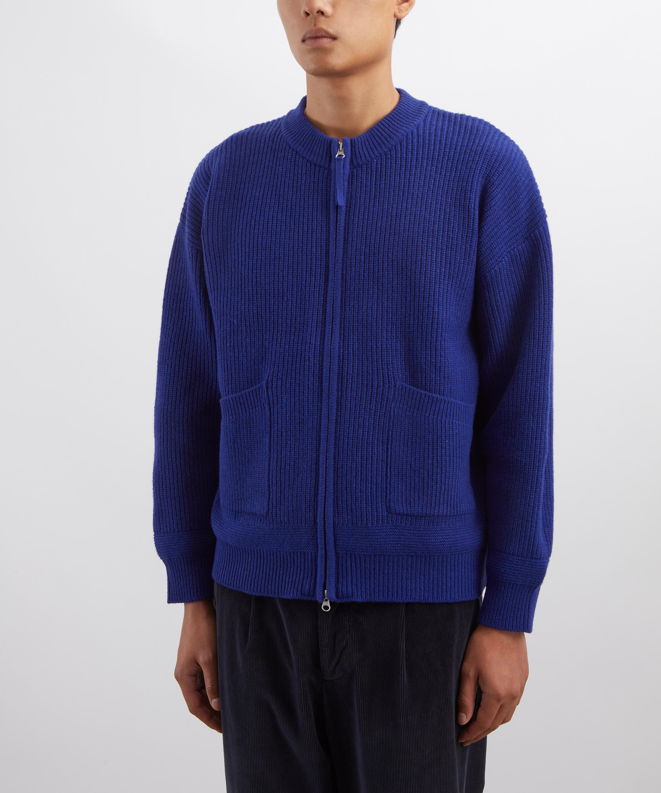 FrizmWORKS - Wool Deck Zip Up Cardigan in Cobalt Blue image number 2