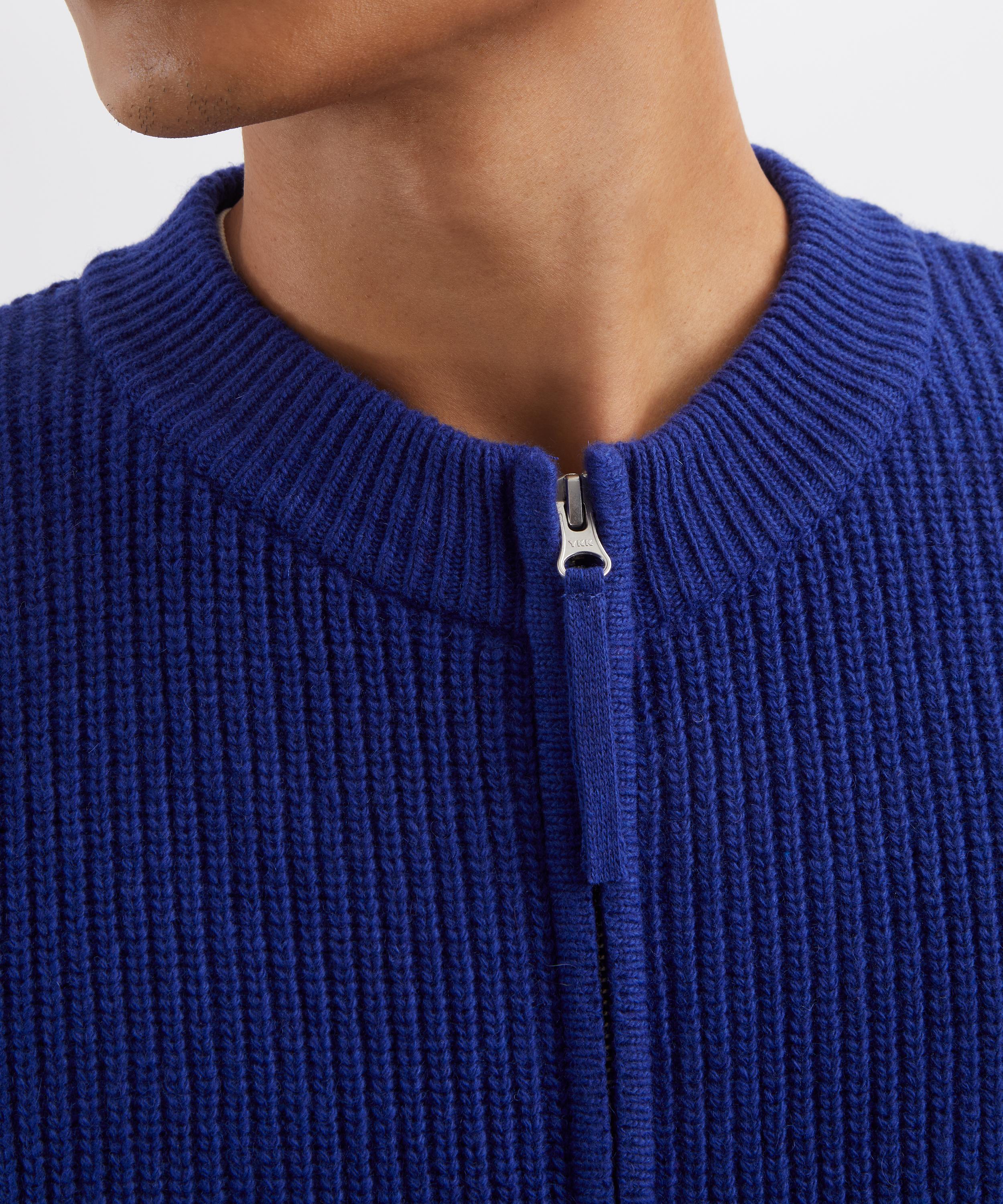 FrizmWORKS - Wool Deck Zip Up Cardigan in Cobalt Blue image number 4